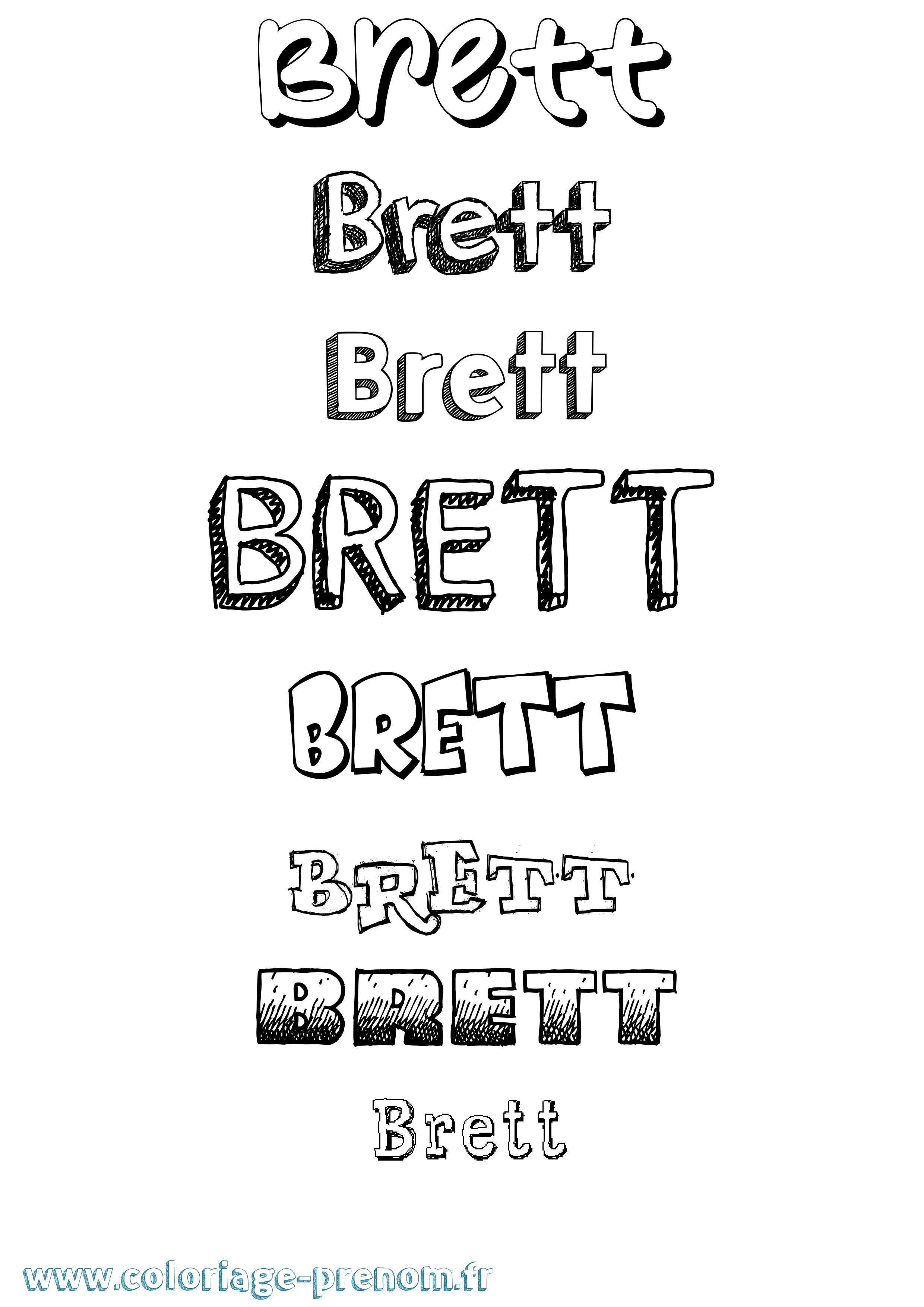 Coloriage Brett Dessiné Coloriage prénom Brett Dessiné