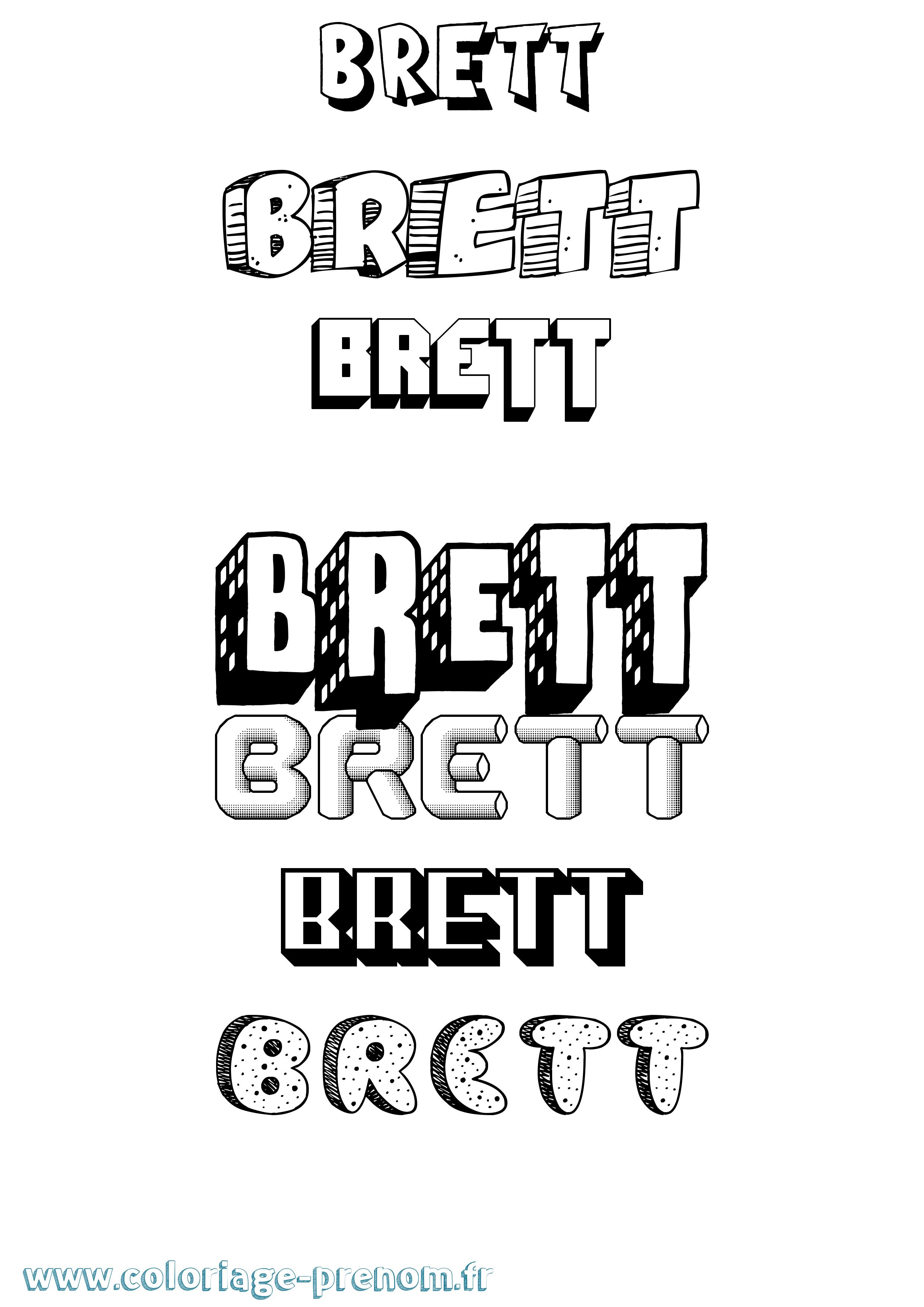 Coloriage Brett Effet 3D Coloriage prénom Brett Effet 3D