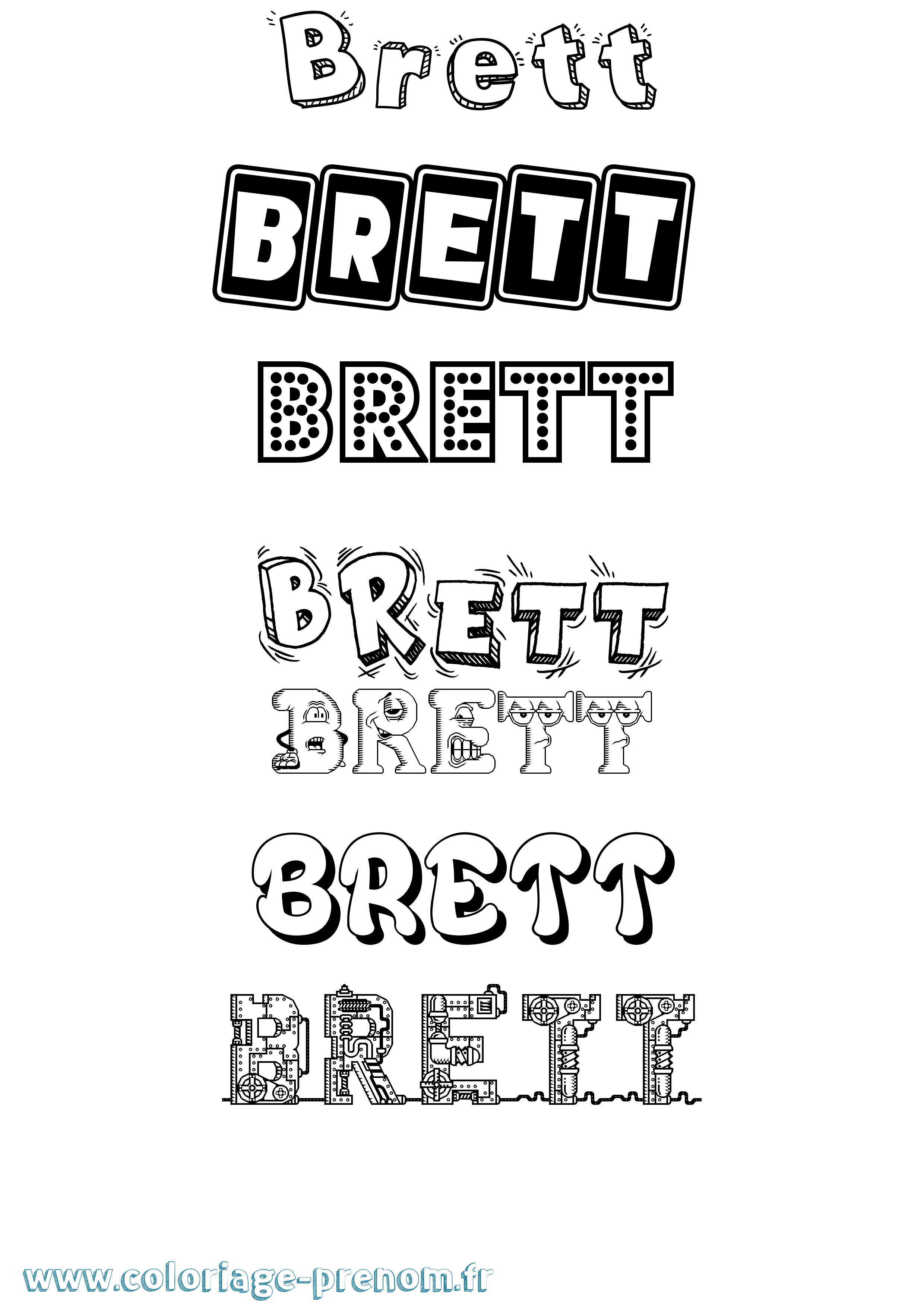 Coloriage Brett Fun Coloriage prénom Brett Fun
