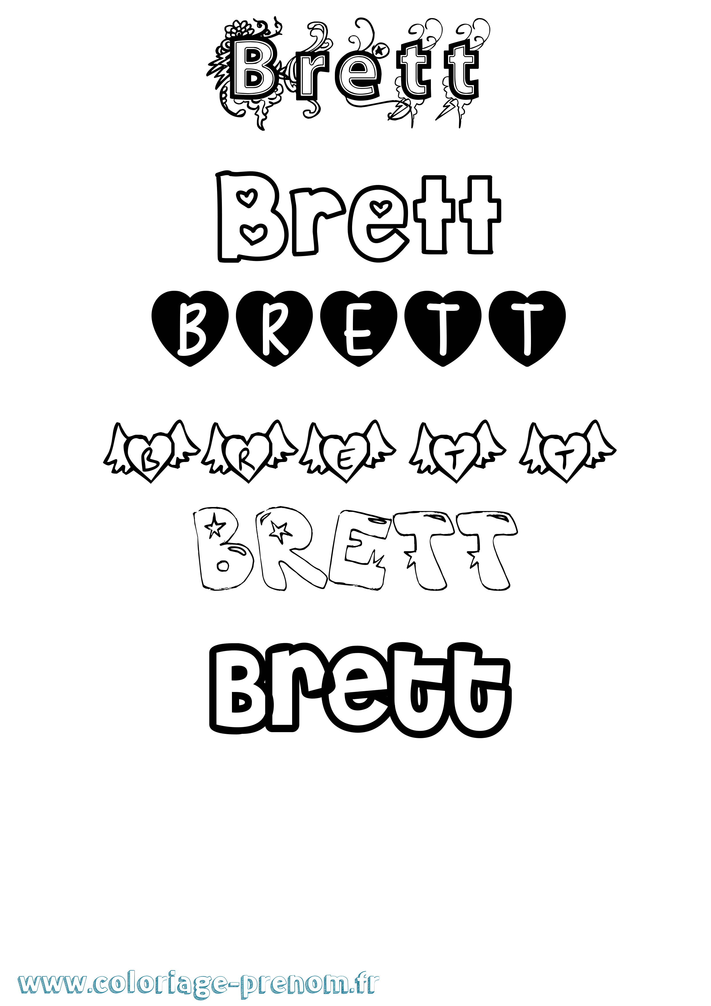 Coloriage Brett Girly Coloriage prénom Brett Girly