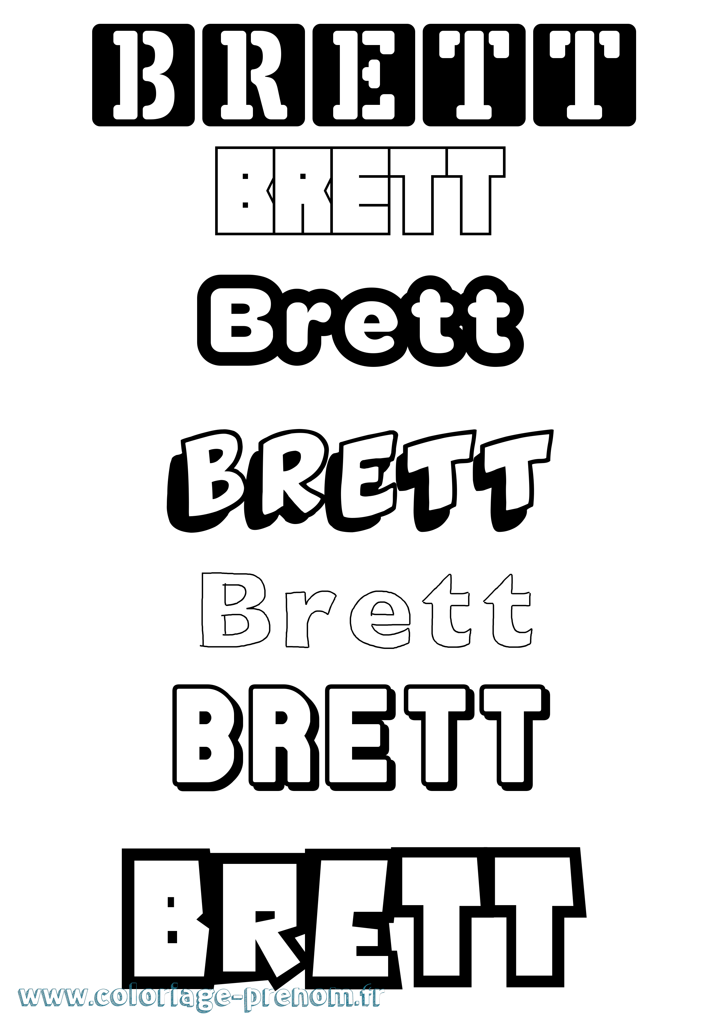 Coloriage Brett Simple Coloriage prénom Brett Simple