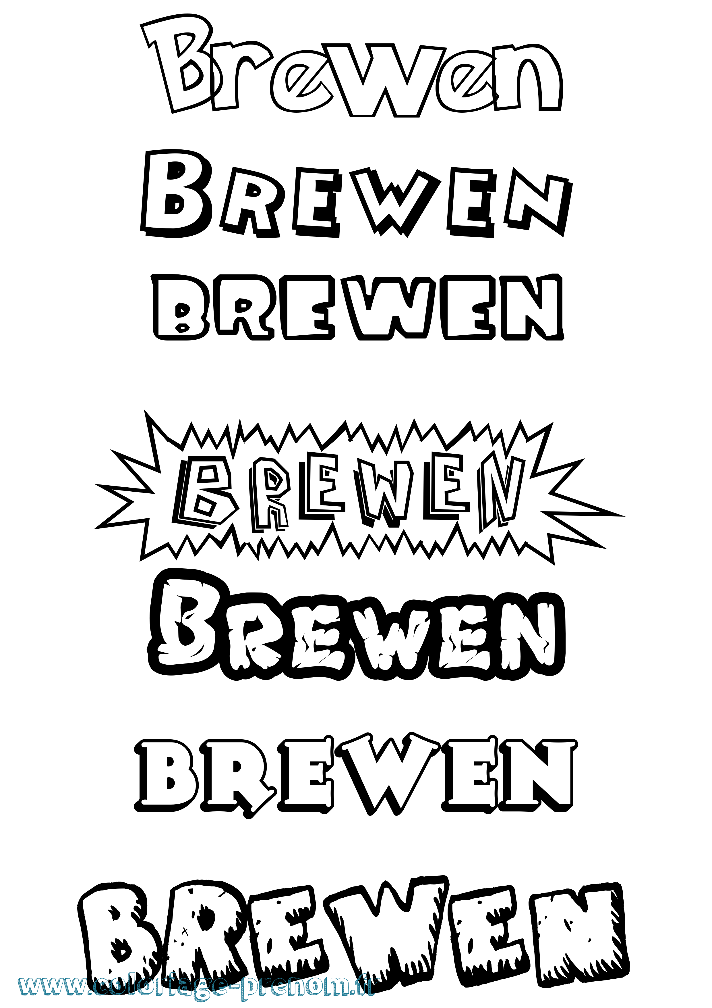 Coloriage Brewen Dessin Animé Coloriage prénom Brewen Dessin Animé