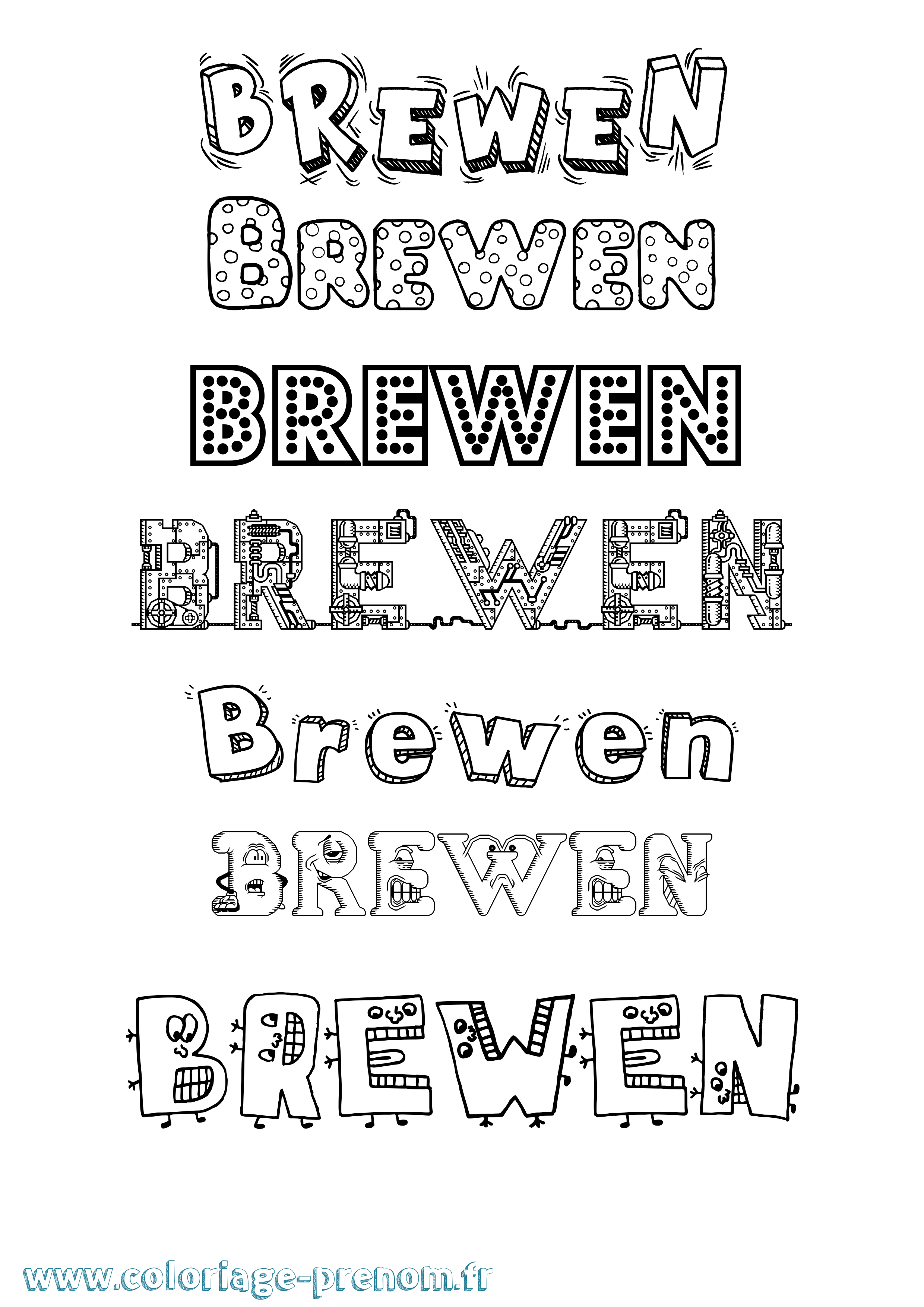 Coloriage Brewen Fun Coloriage prénom Brewen Fun