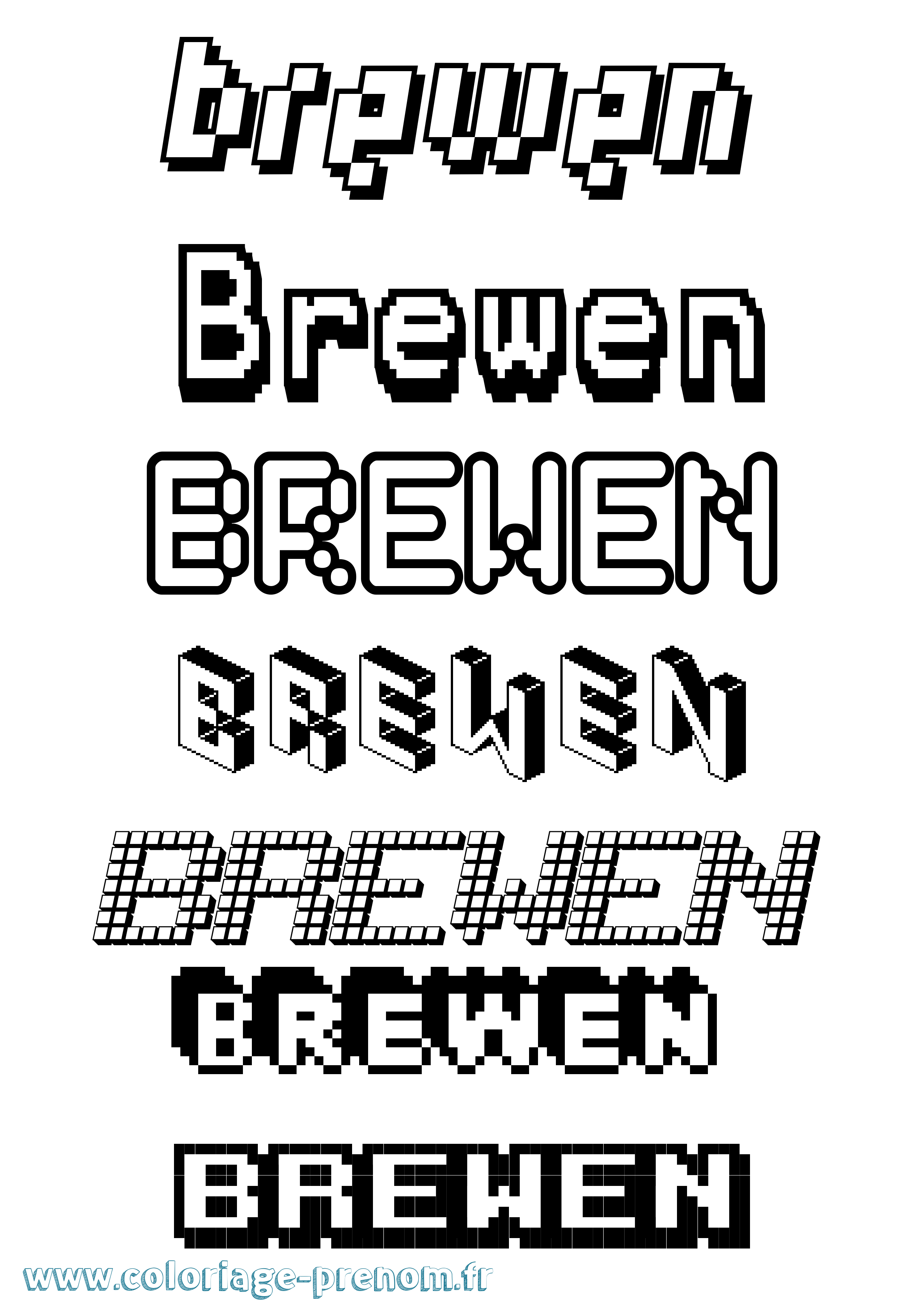 Coloriage Brewen Pixel Coloriage prénom Brewen Pixel