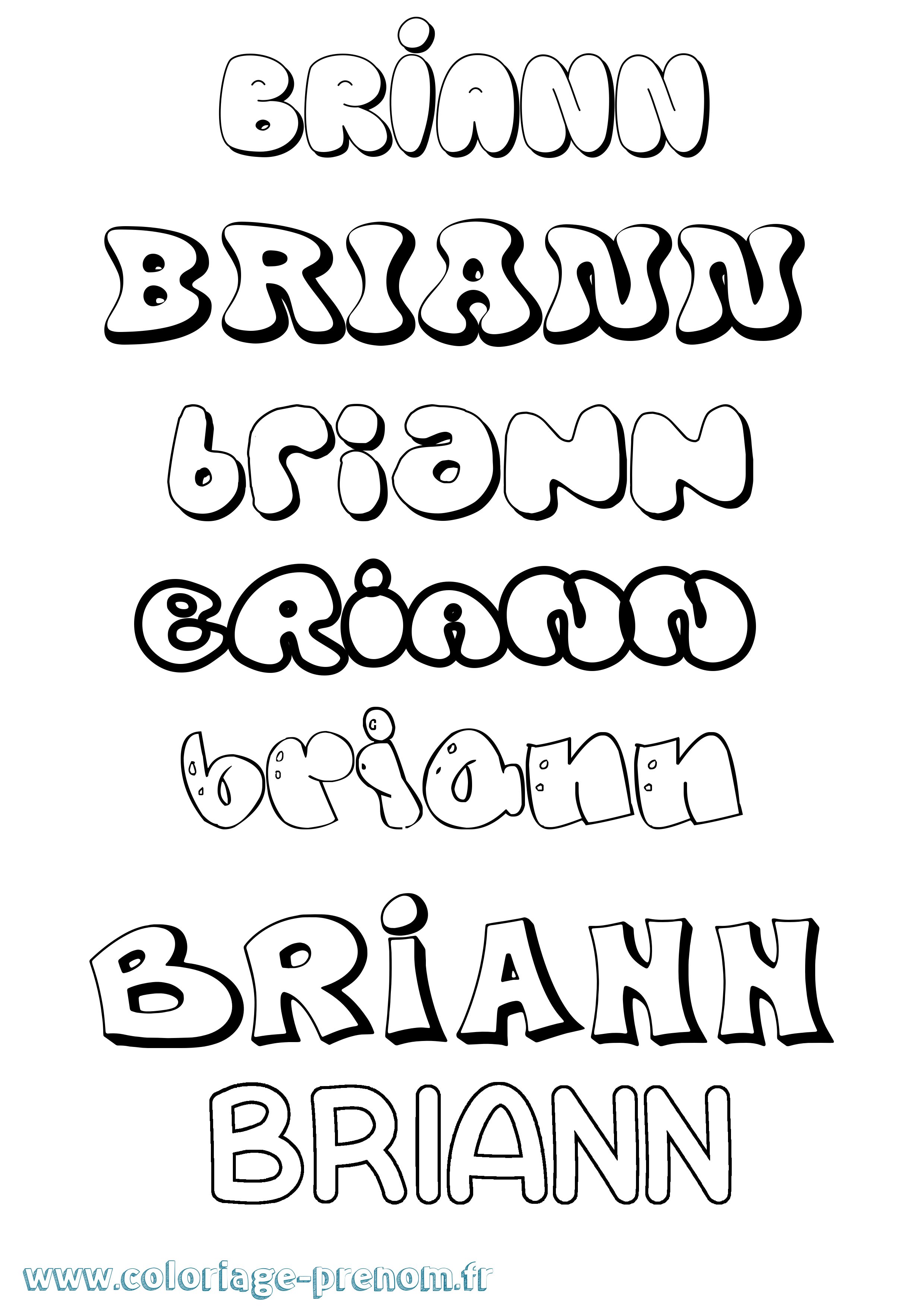 Coloriage Briann Bubble Coloriage prénom Briann Bubble