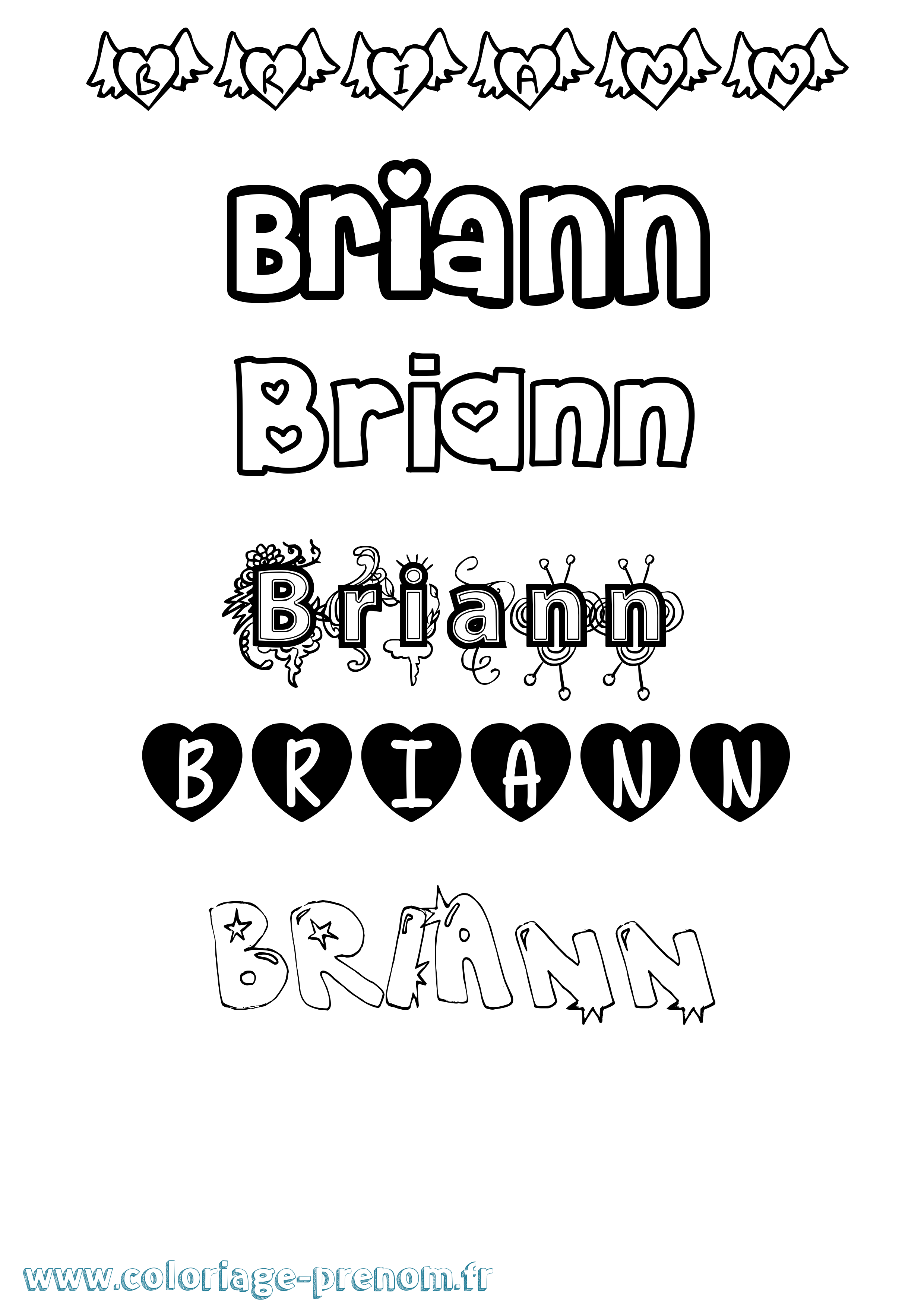 Coloriage Briann Girly Coloriage prénom Briann Girly