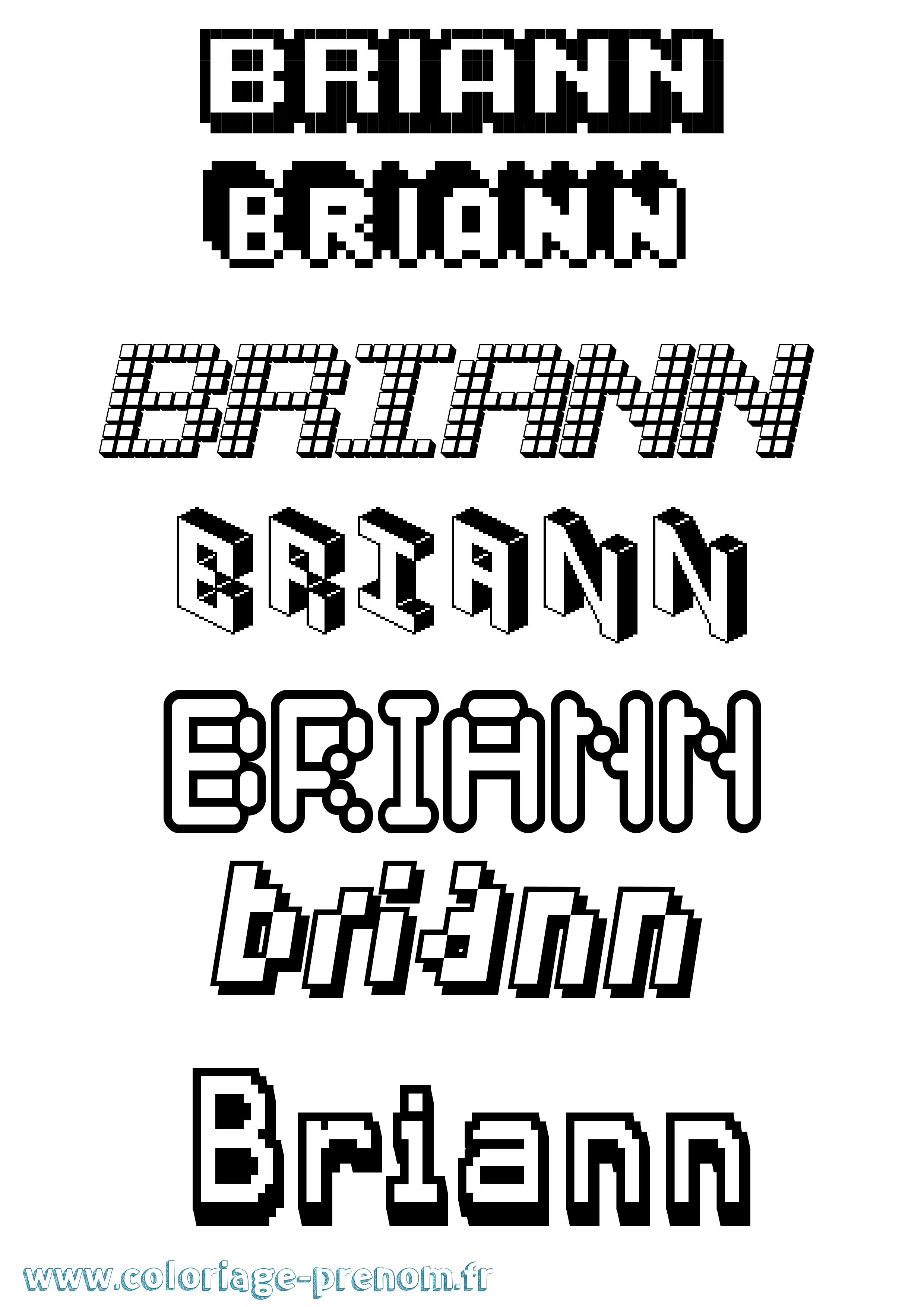 Coloriage Briann Pixel Coloriage prénom Briann Pixel