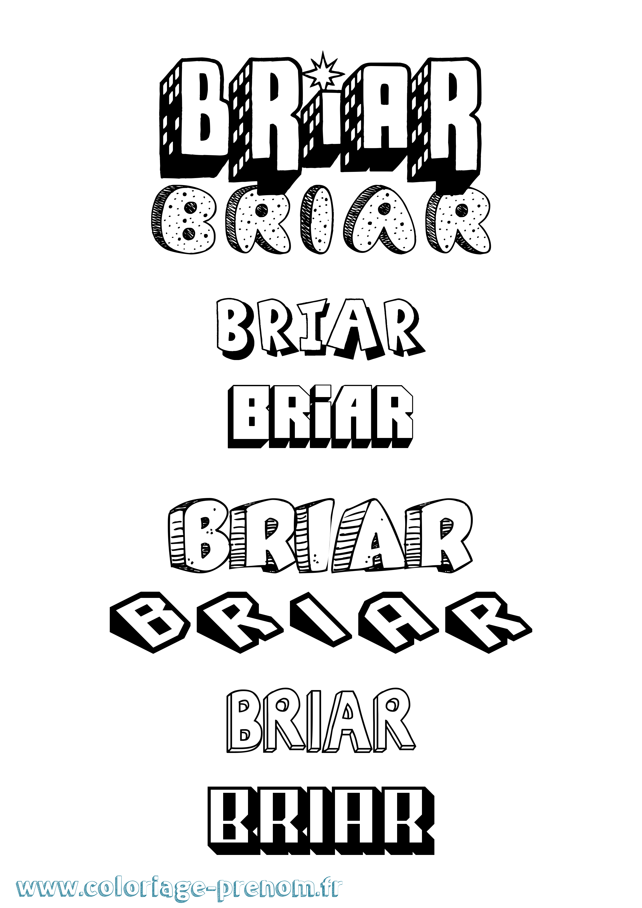 Coloriage Briar Effet 3D Coloriage prénom Briar Effet 3D