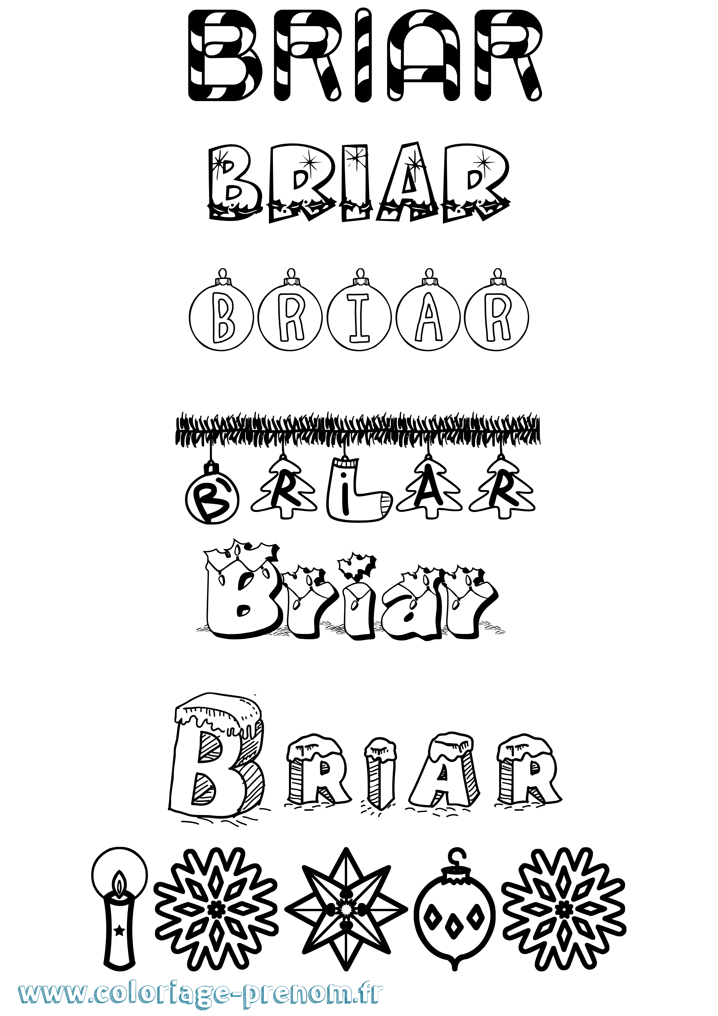 Coloriage Briar Noël Coloriage prénom Briar Noël