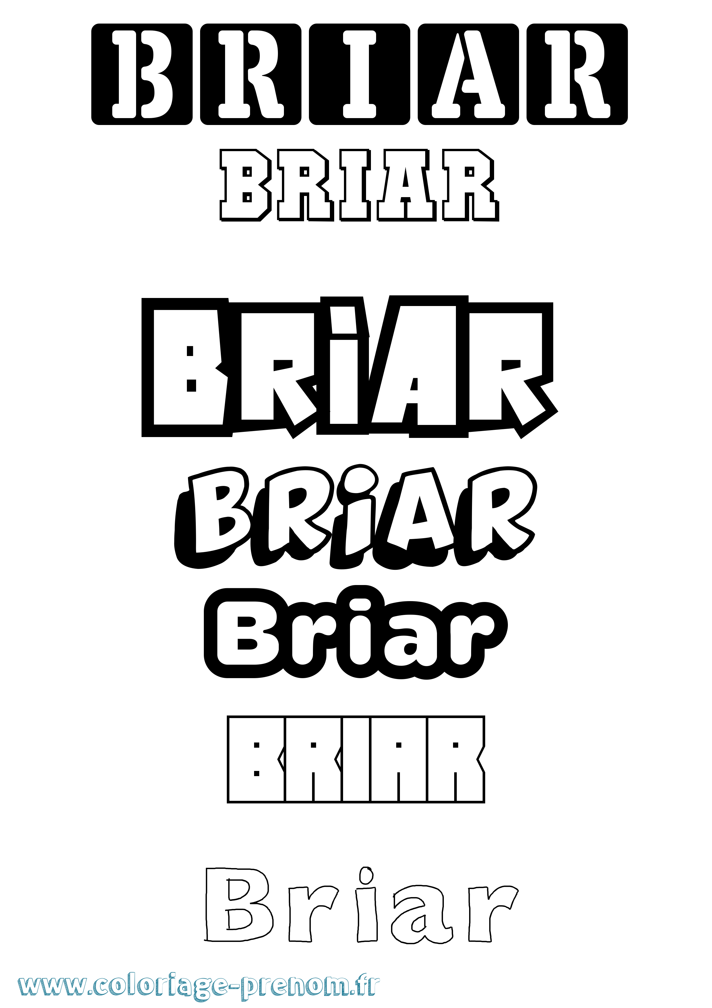 Coloriage Briar Simple Coloriage prénom Briar Simple