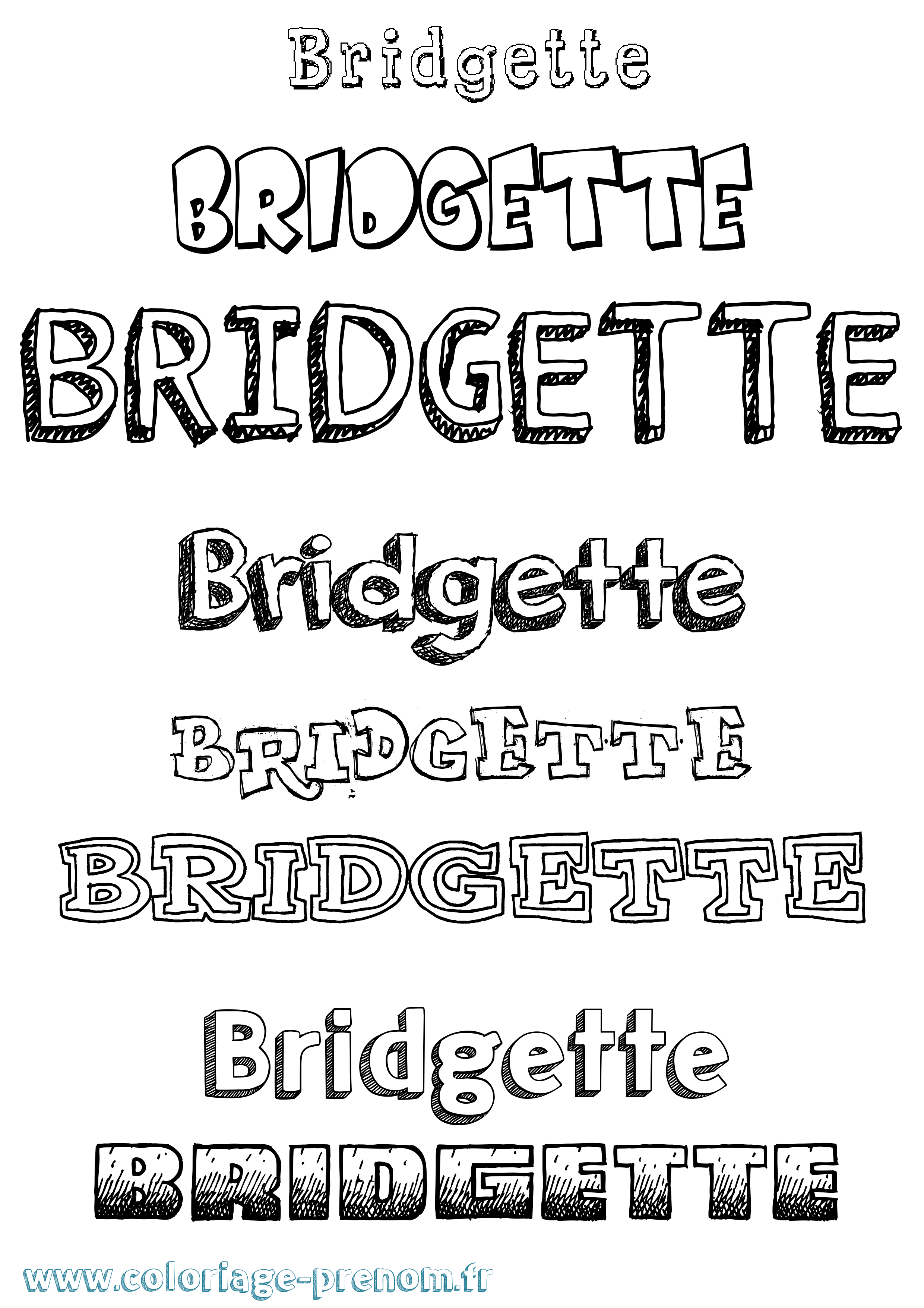 Coloriage Bridgette Dessiné Coloriage prénom Bridgette Dessiné