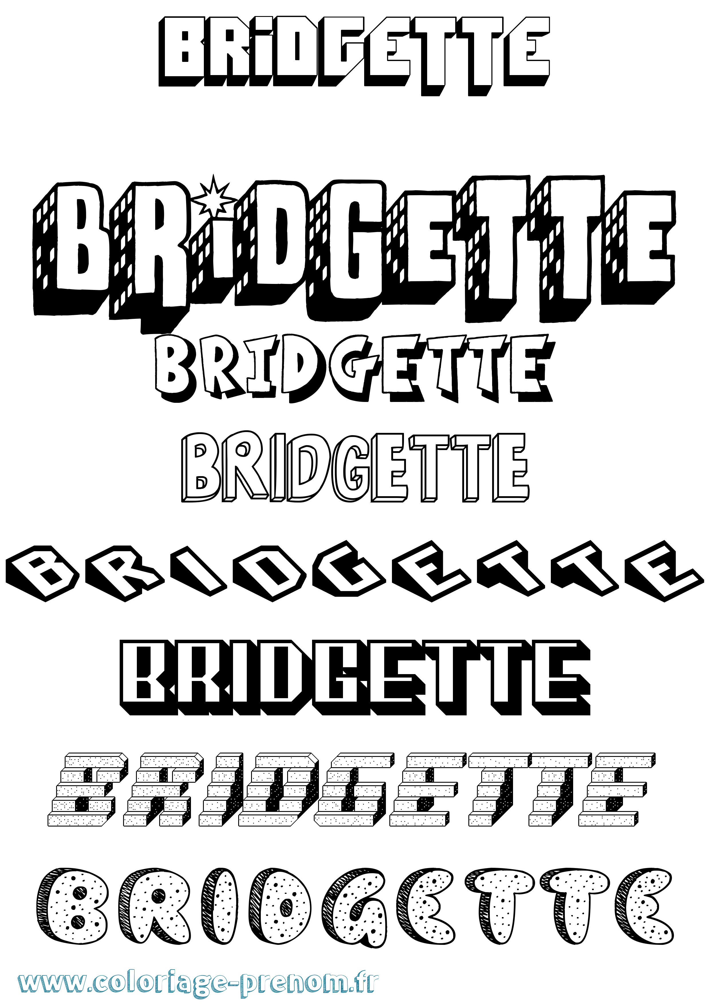Coloriage Bridgette Effet 3D Coloriage prénom Bridgette Effet 3D