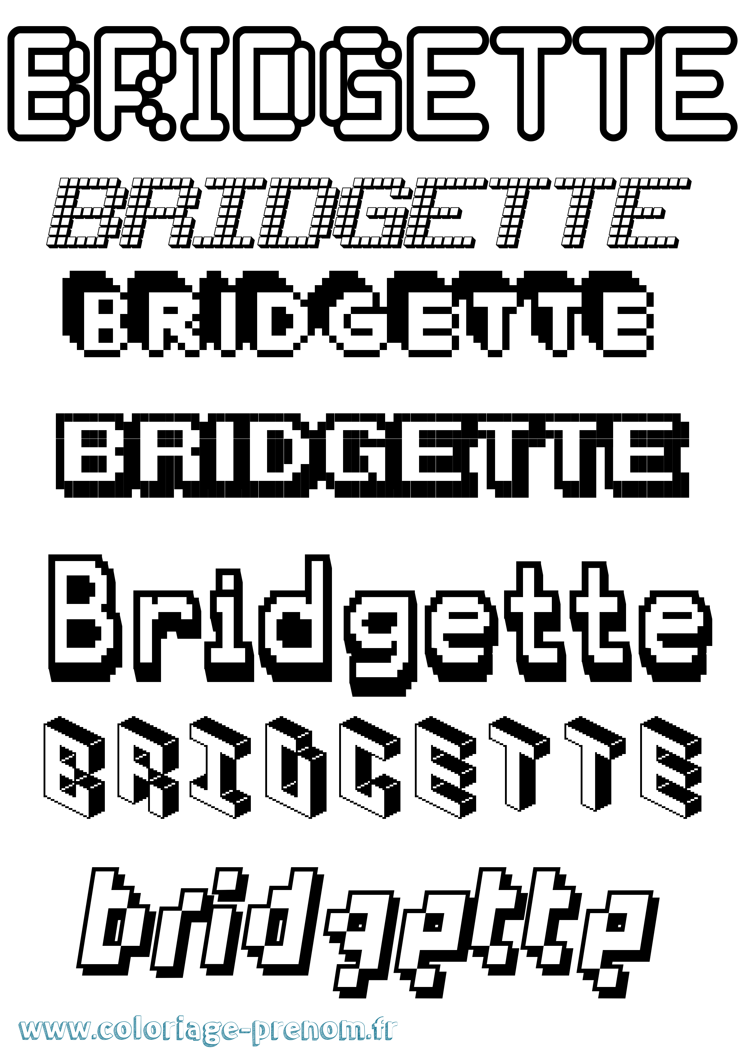 Coloriage Bridgette Pixel Coloriage prénom Bridgette Pixel