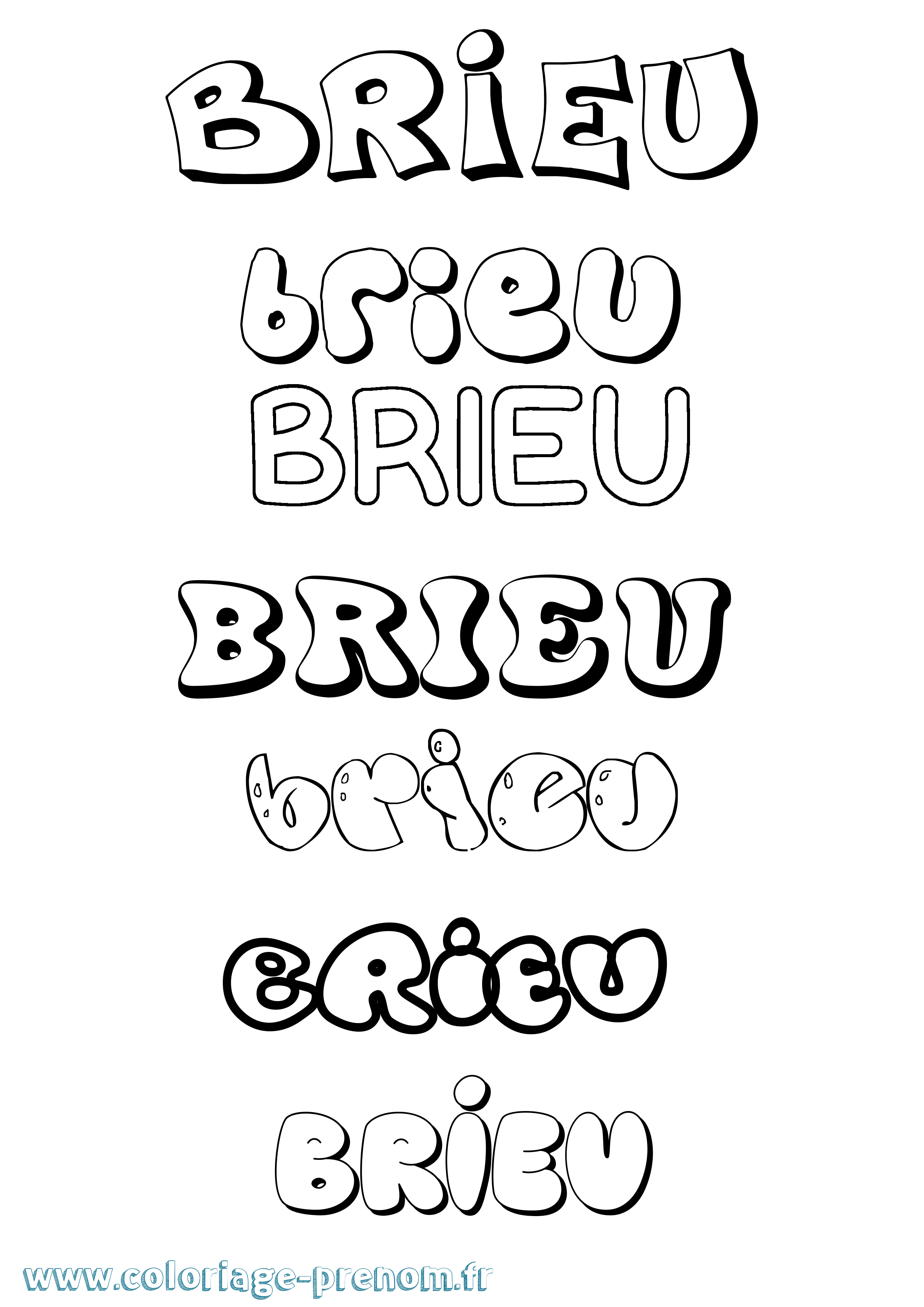 Coloriage Brieu Bubble Coloriage prénom Brieu Bubble