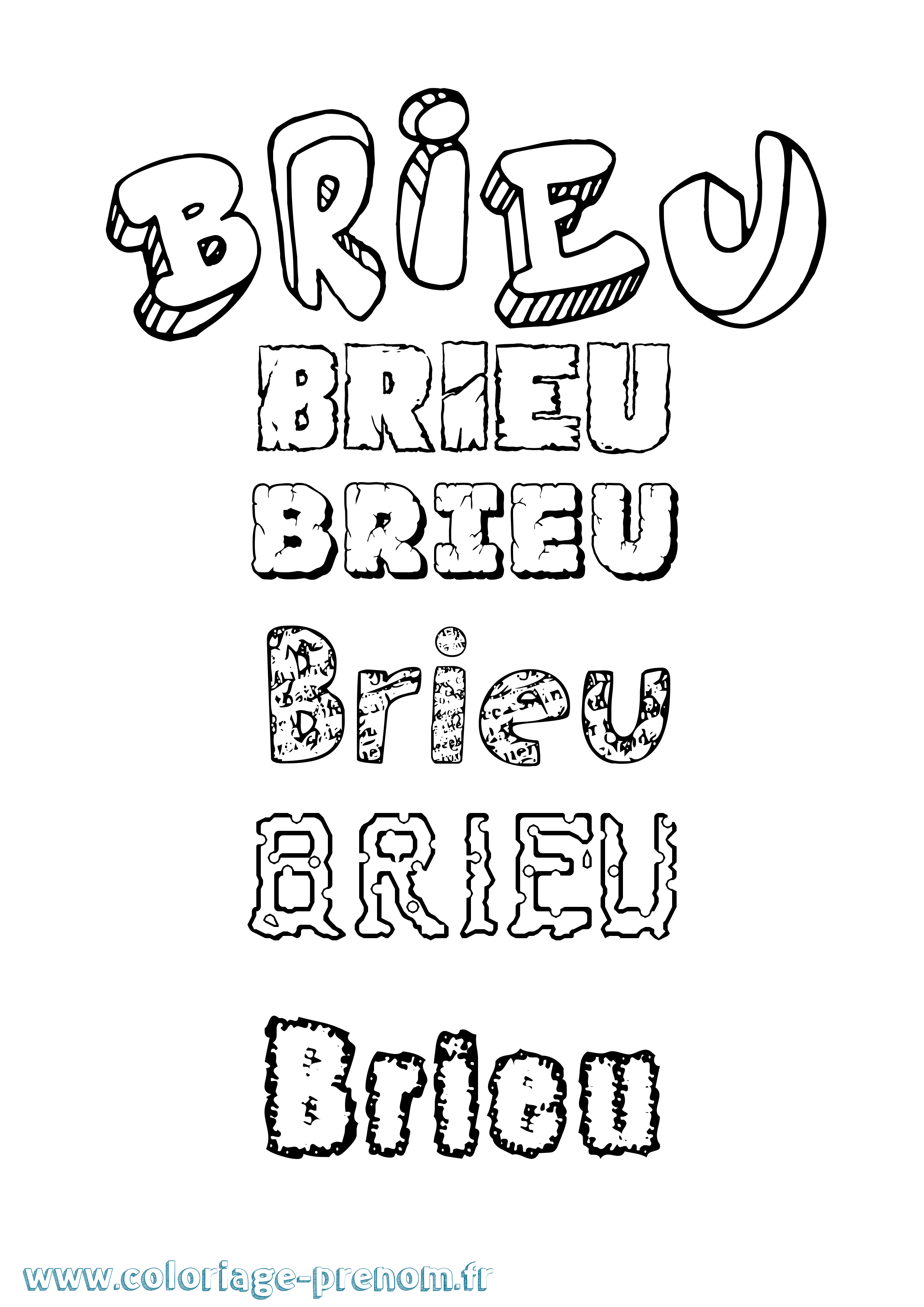 Coloriage Brieu Destructuré Coloriage prénom Brieu Destructuré