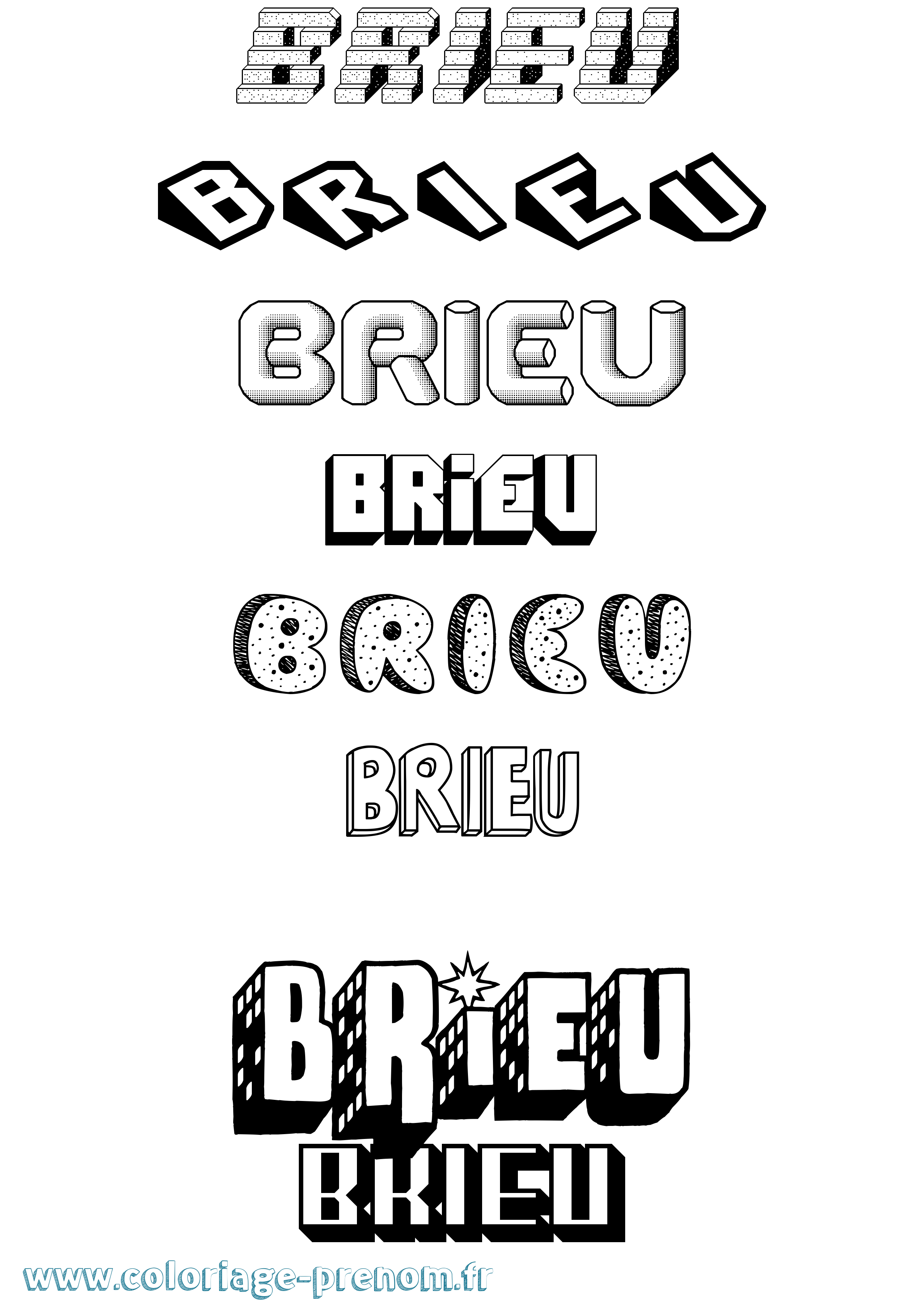 Coloriage Brieu Effet 3D Coloriage prénom Brieu Effet 3D