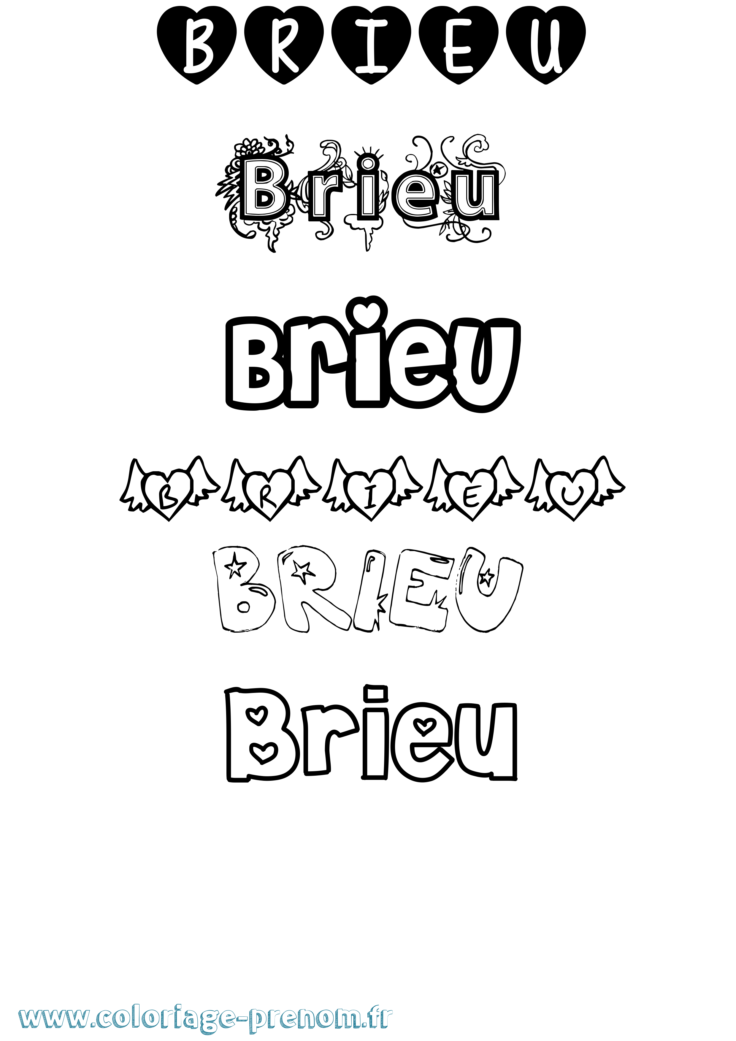 Coloriage Brieu Girly Coloriage prénom Brieu Girly