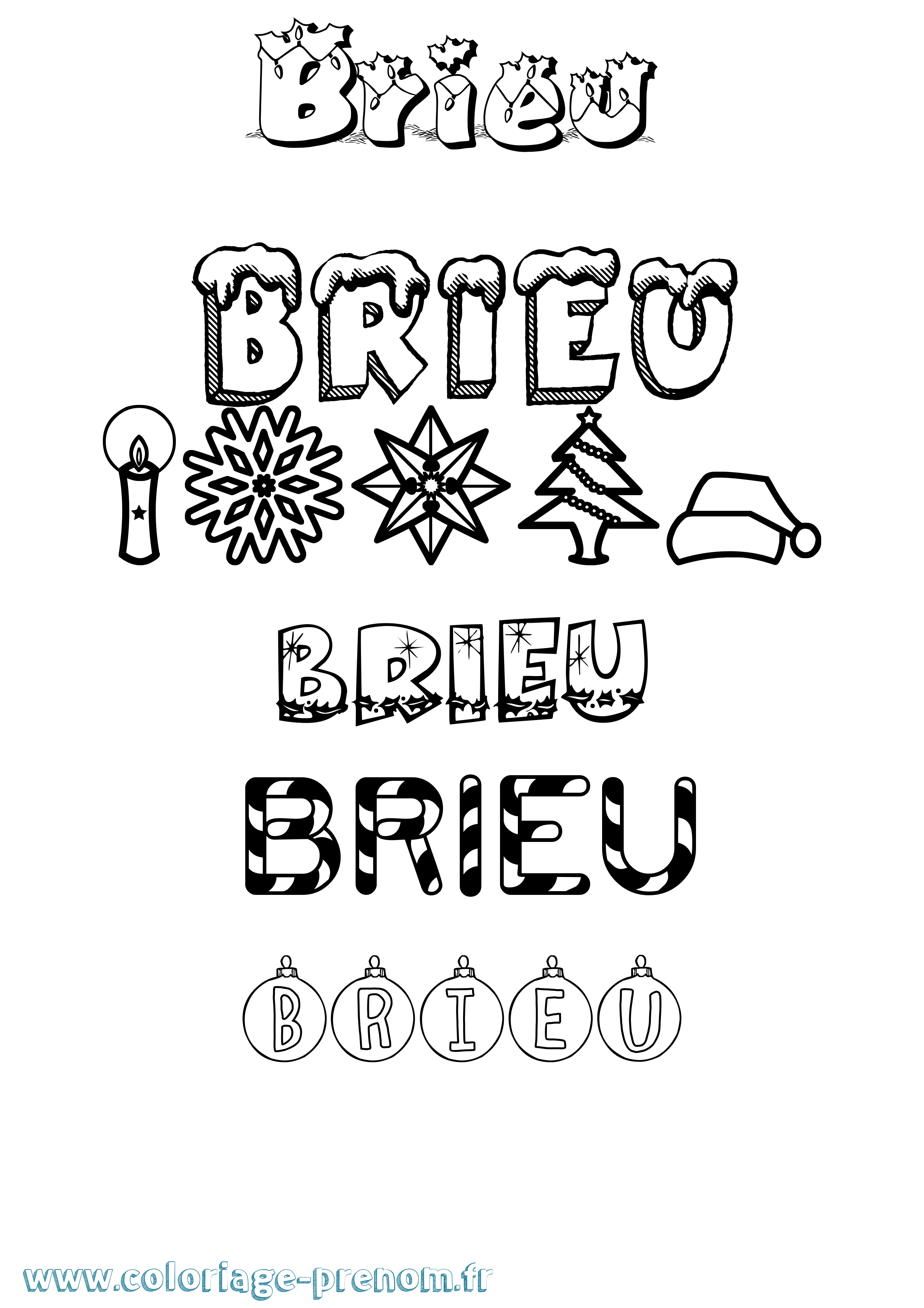 Coloriage Brieu Noël Coloriage prénom Brieu Noël