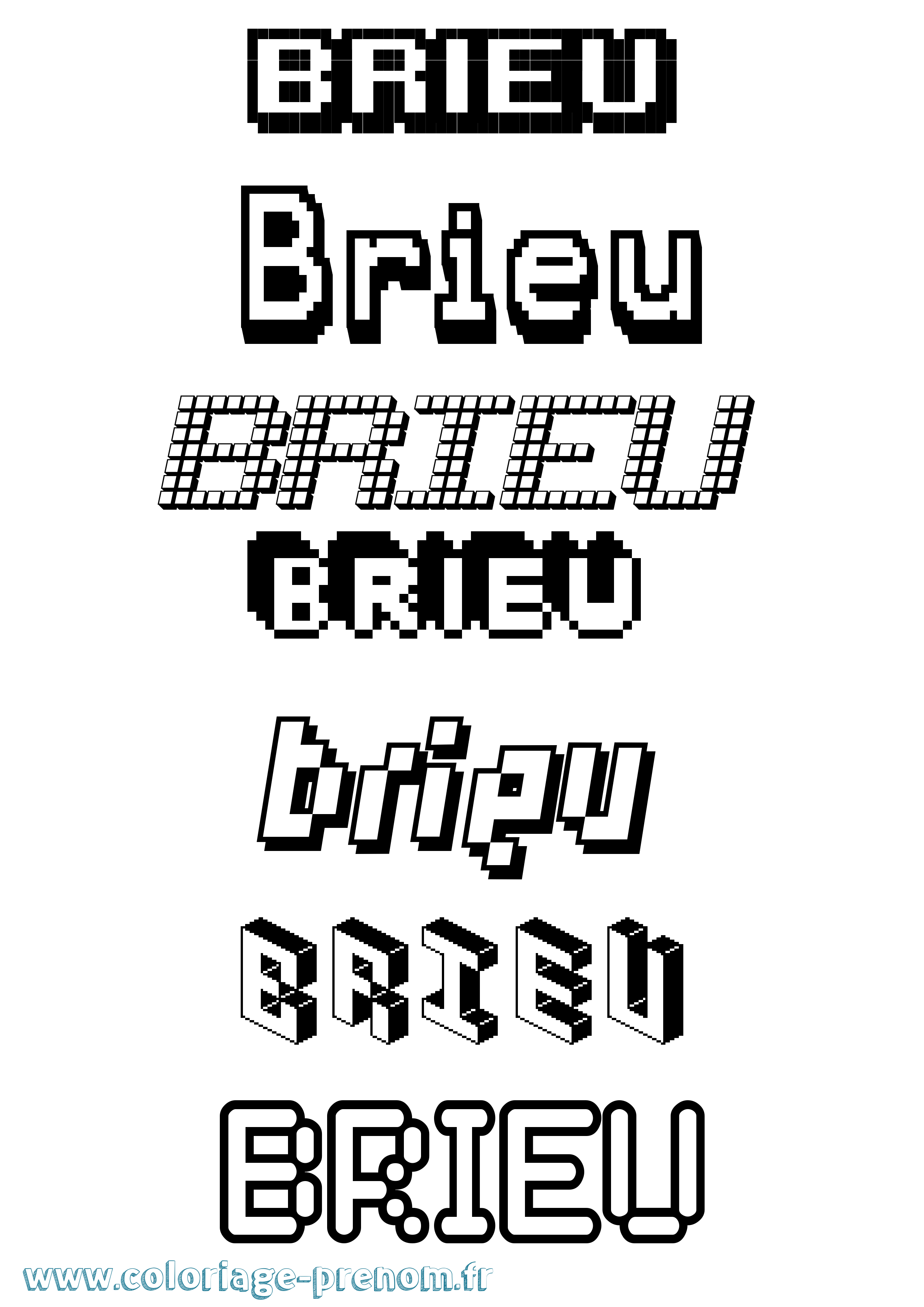 Coloriage Brieu Pixel Coloriage prénom Brieu Pixel