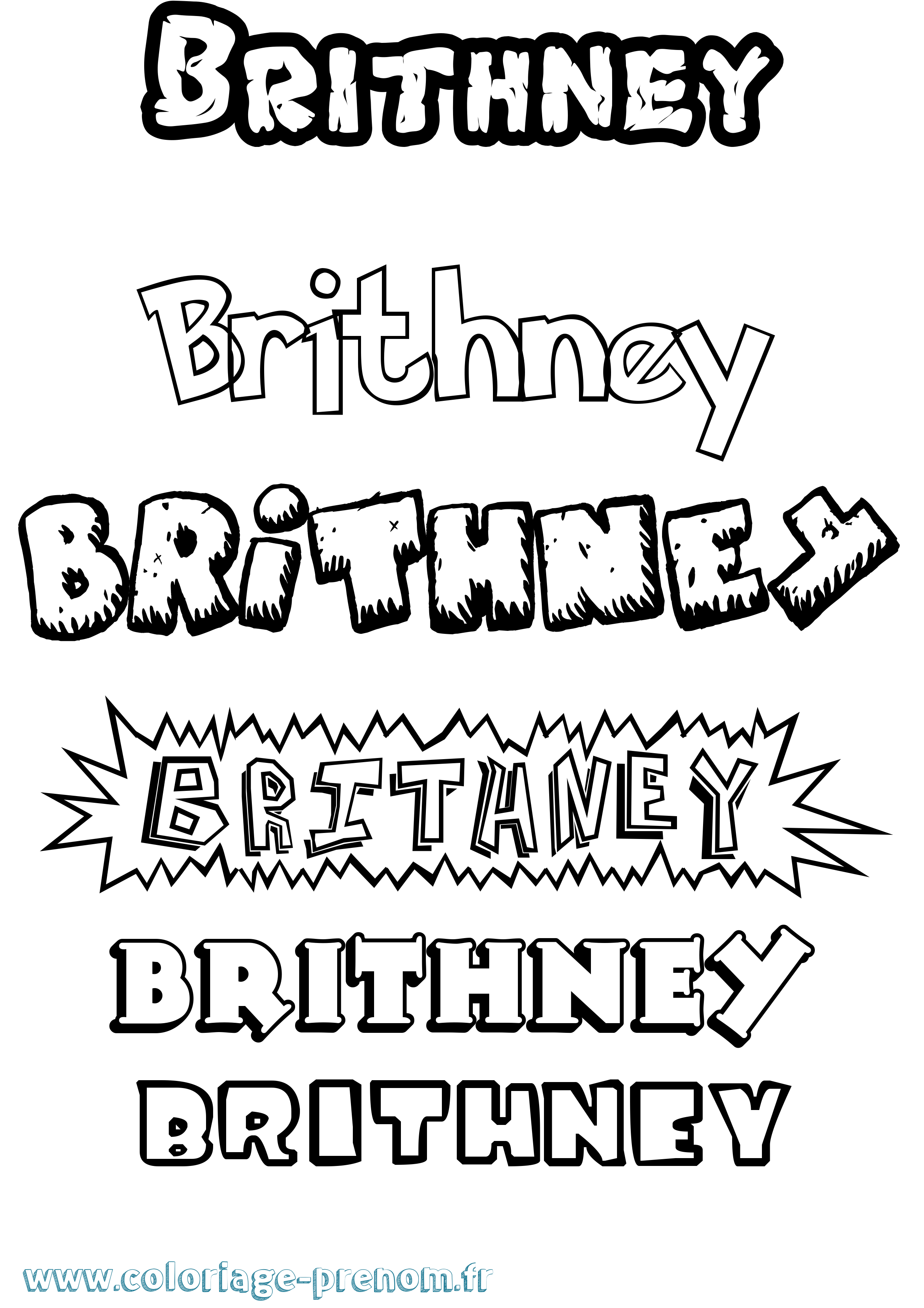 Coloriage Brithney Dessin Animé Coloriage prénom Brithney Dessin Animé