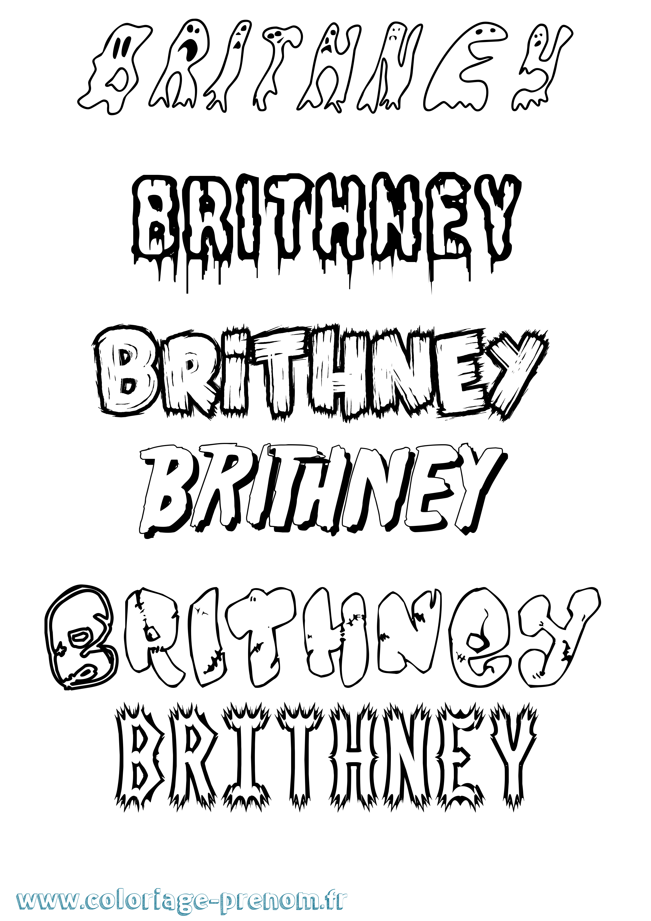 Coloriage Brithney Frisson Coloriage prénom Brithney Frisson