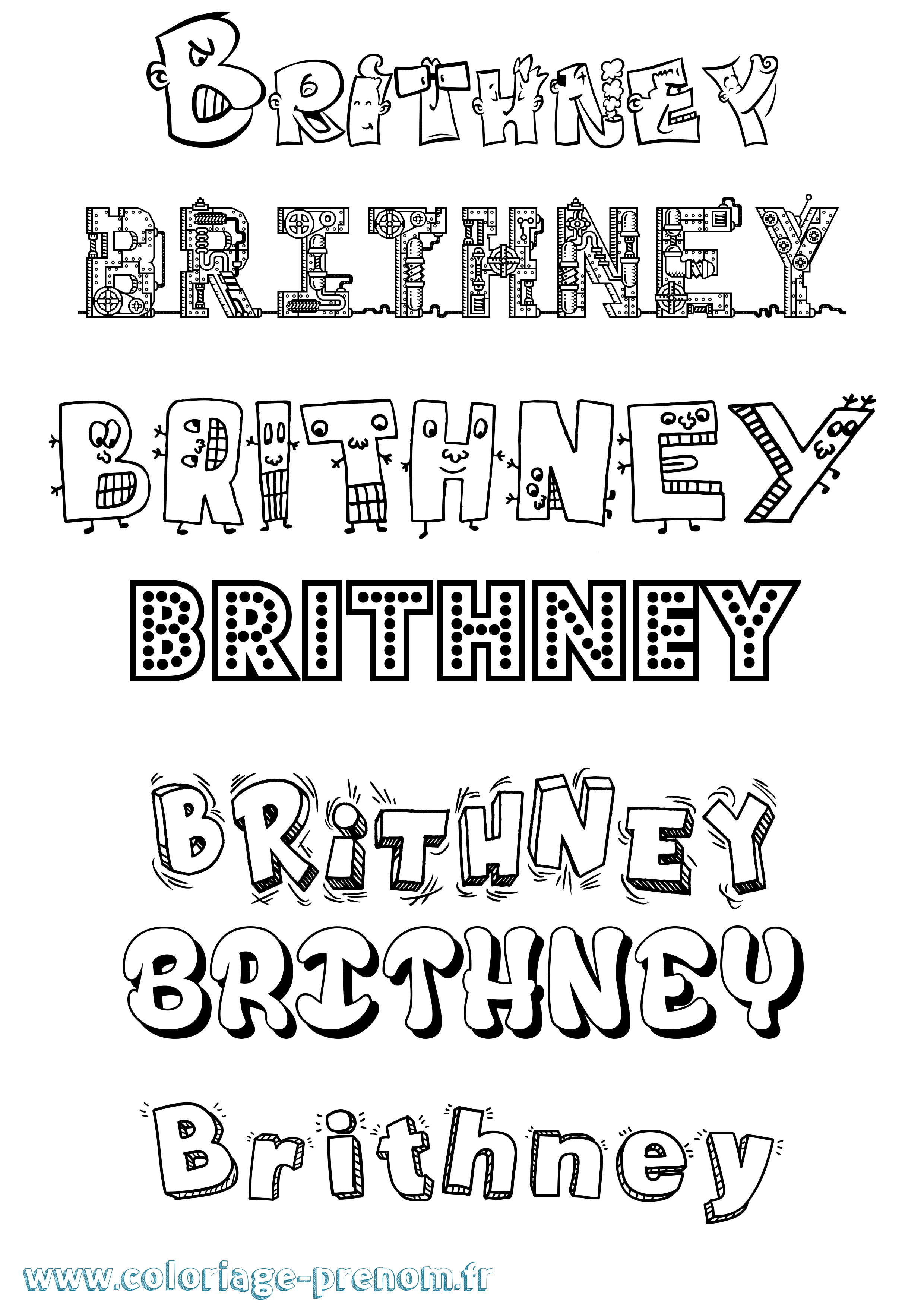 Coloriage Brithney Fun Coloriage prénom Brithney Fun