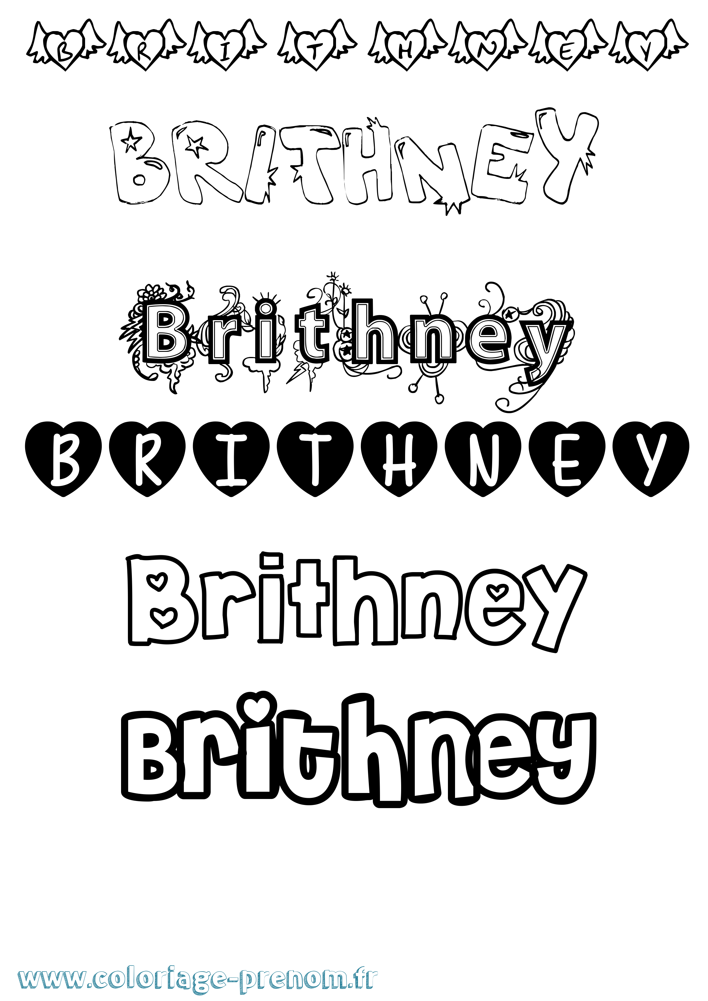 Coloriage Brithney Girly Coloriage prénom Brithney Girly