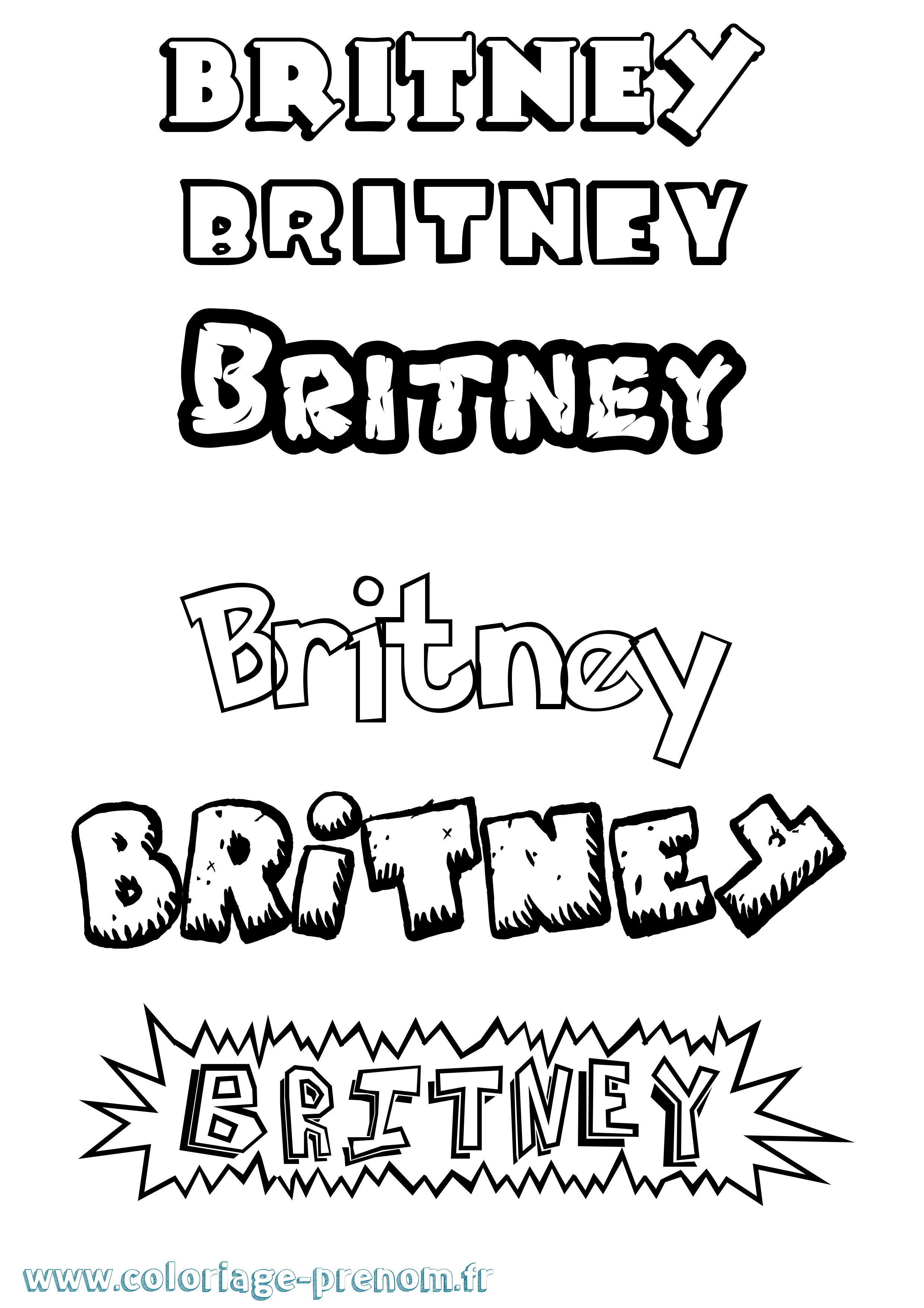Coloriage Britney Dessin Animé Coloriage prénom Britney Dessin Animé