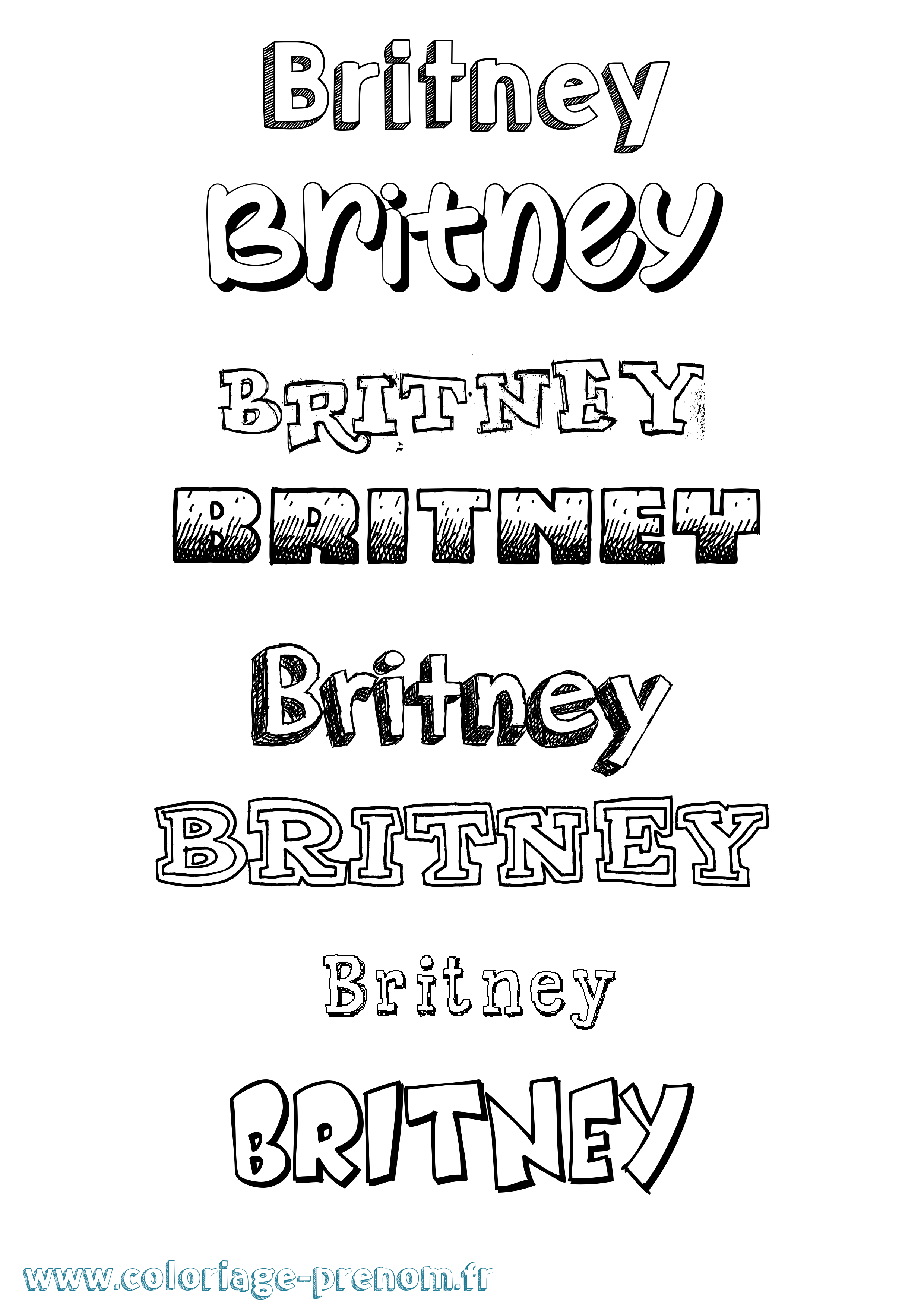 Coloriage Britney Dessiné Coloriage prénom Britney Dessiné
