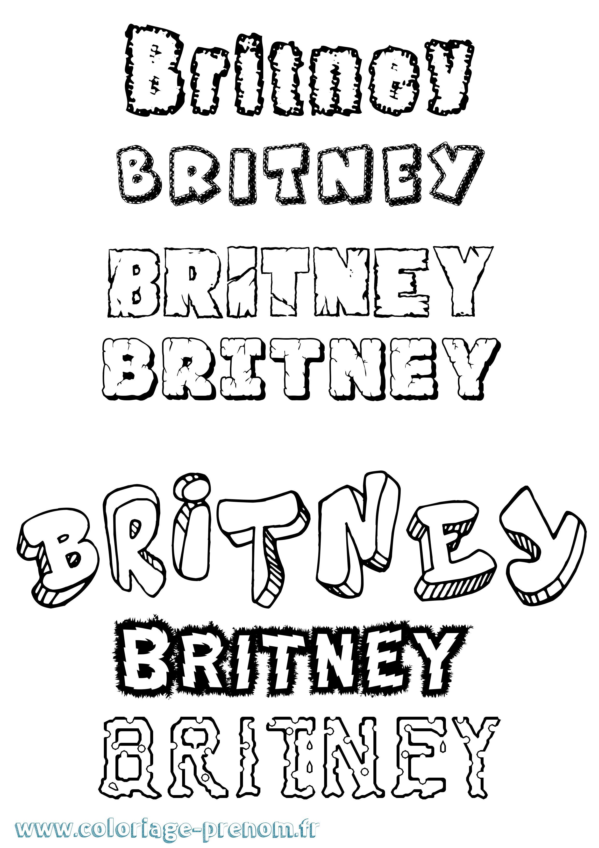 Coloriage Britney Destructuré Coloriage prénom Britney Destructuré