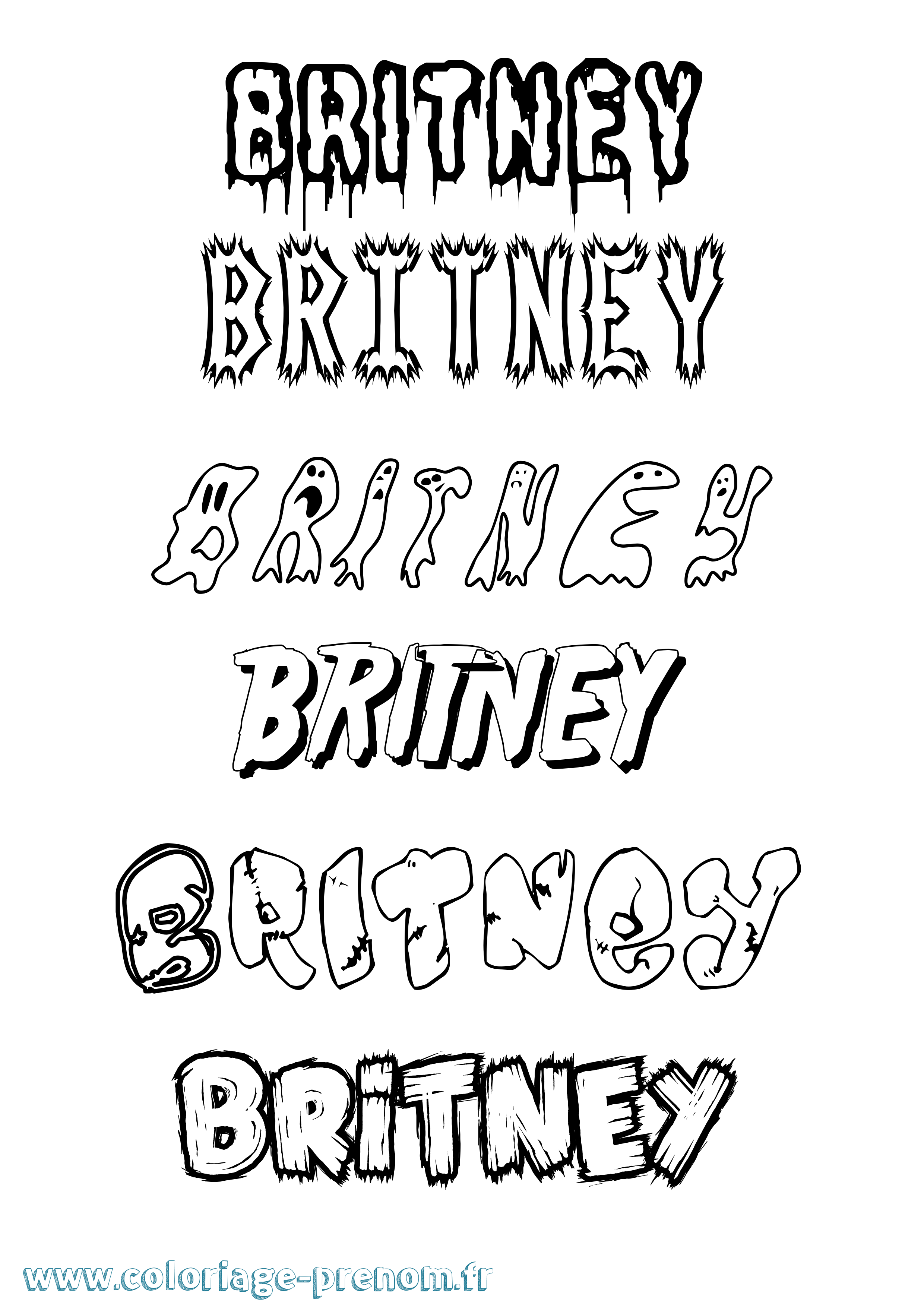 Coloriage Britney Frisson Coloriage prénom Britney Frisson
