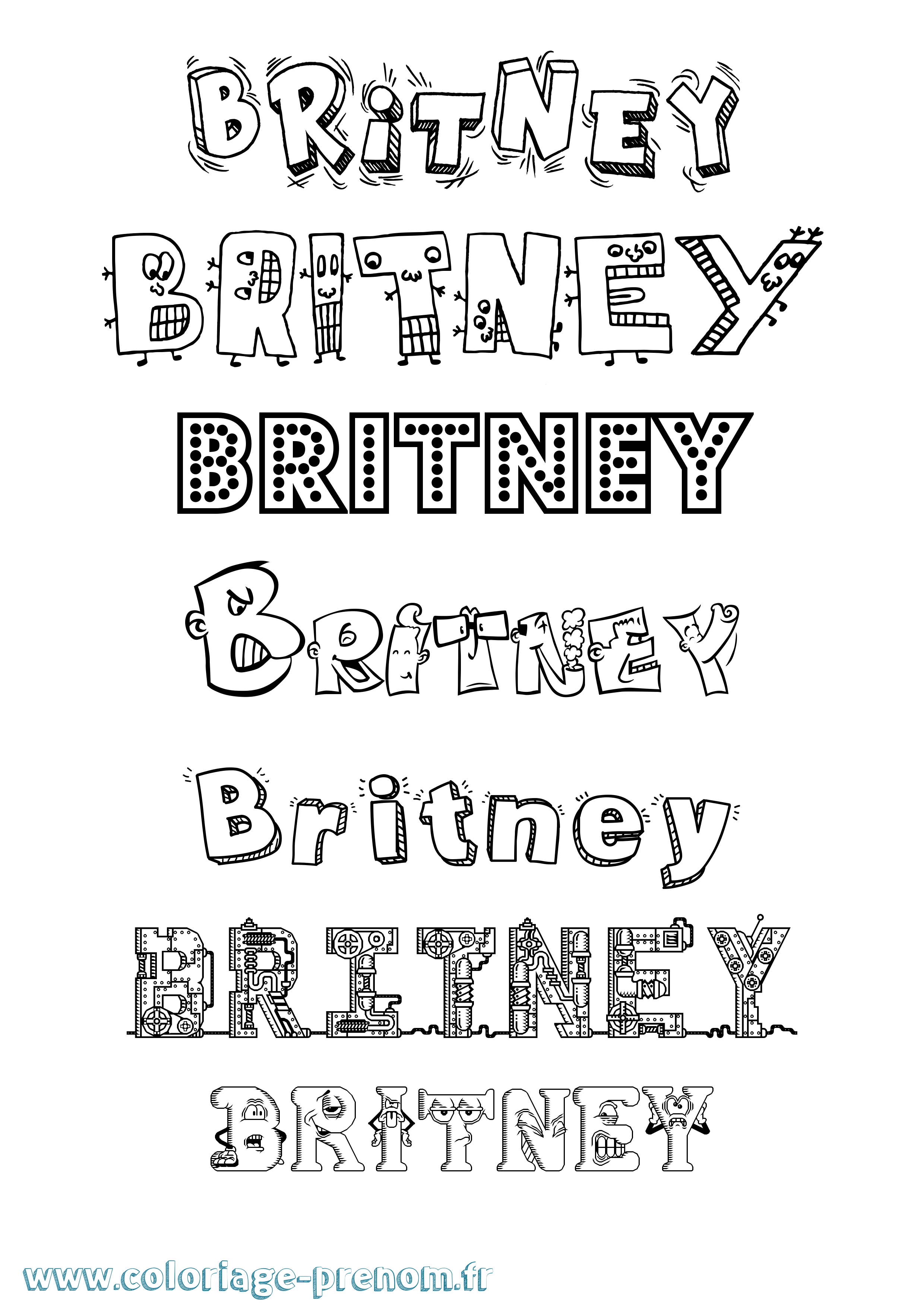 Coloriage Britney Fun Coloriage prénom Britney Fun
