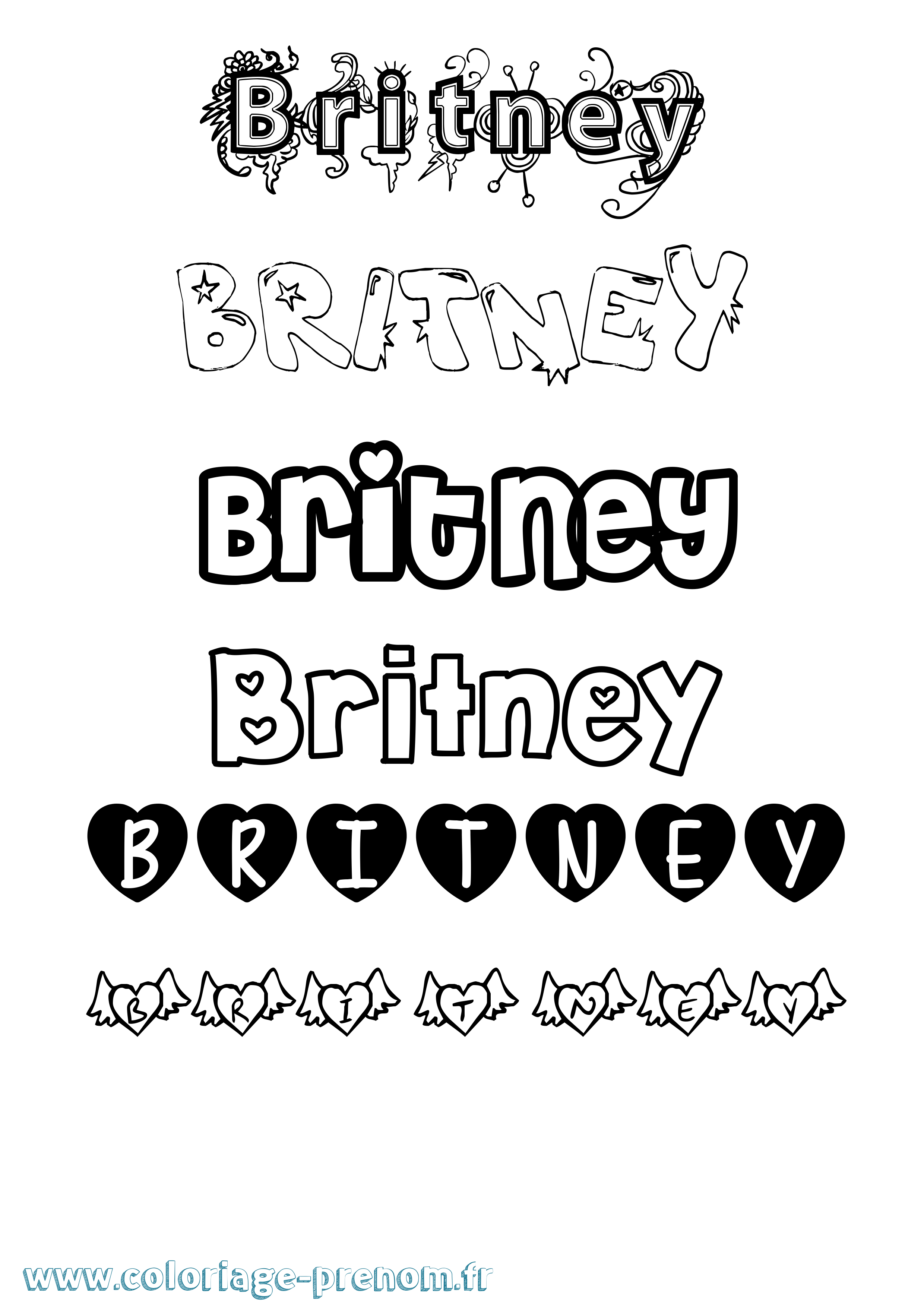 Coloriage Britney Girly Coloriage prénom Britney Girly