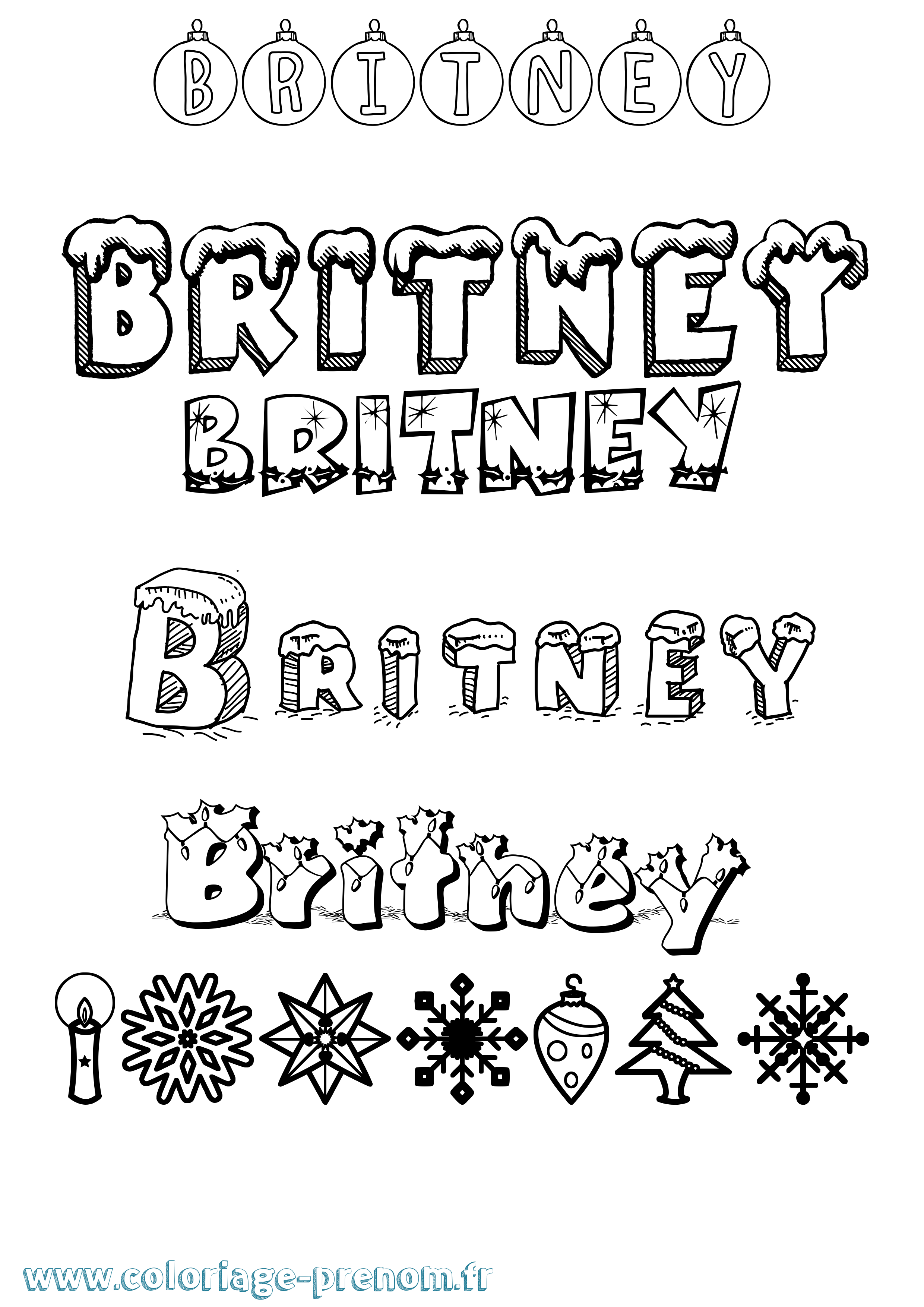 Coloriage Britney Noël Coloriage prénom Britney Noël