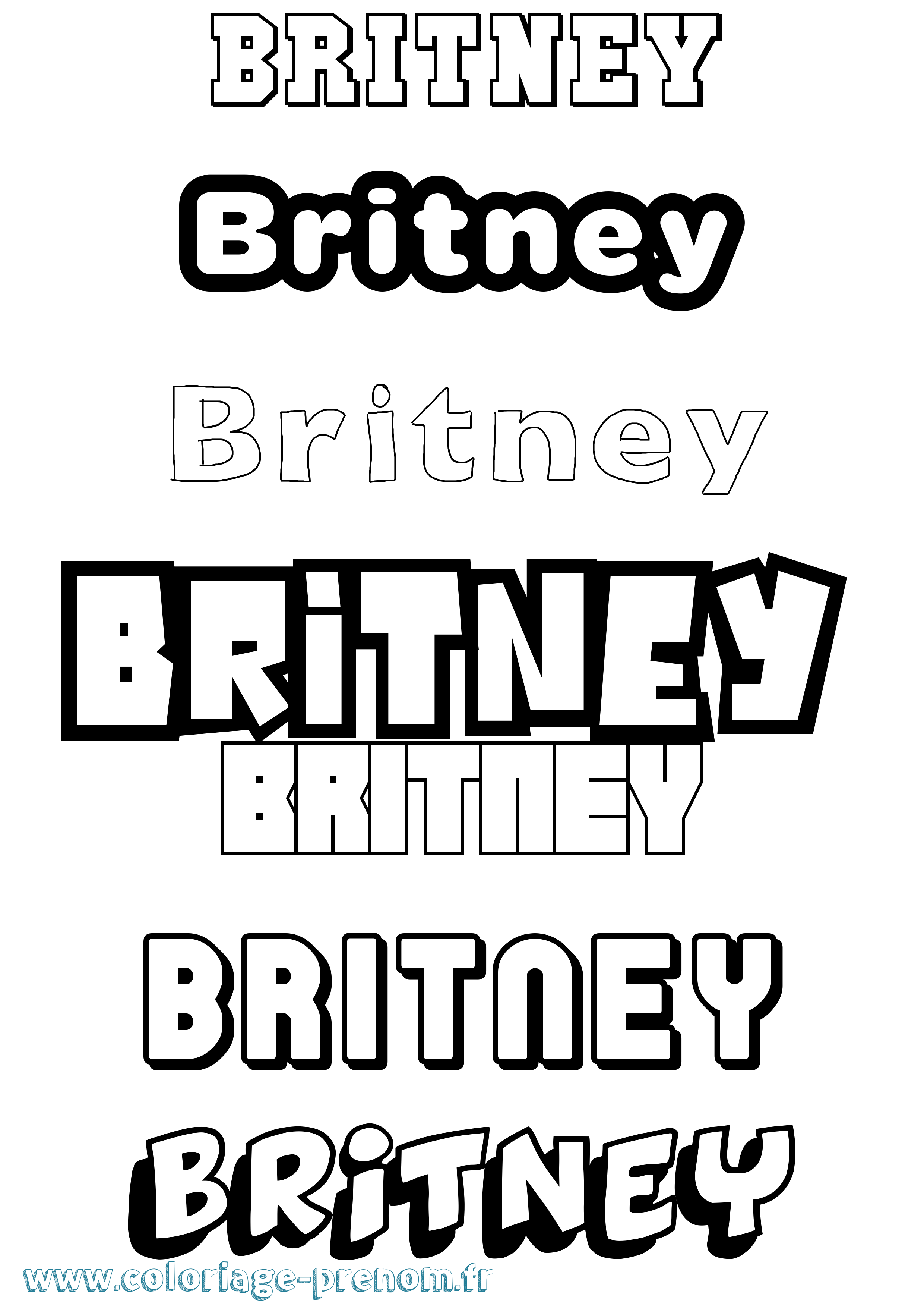 Coloriage Britney Simple Coloriage prénom Britney Simple