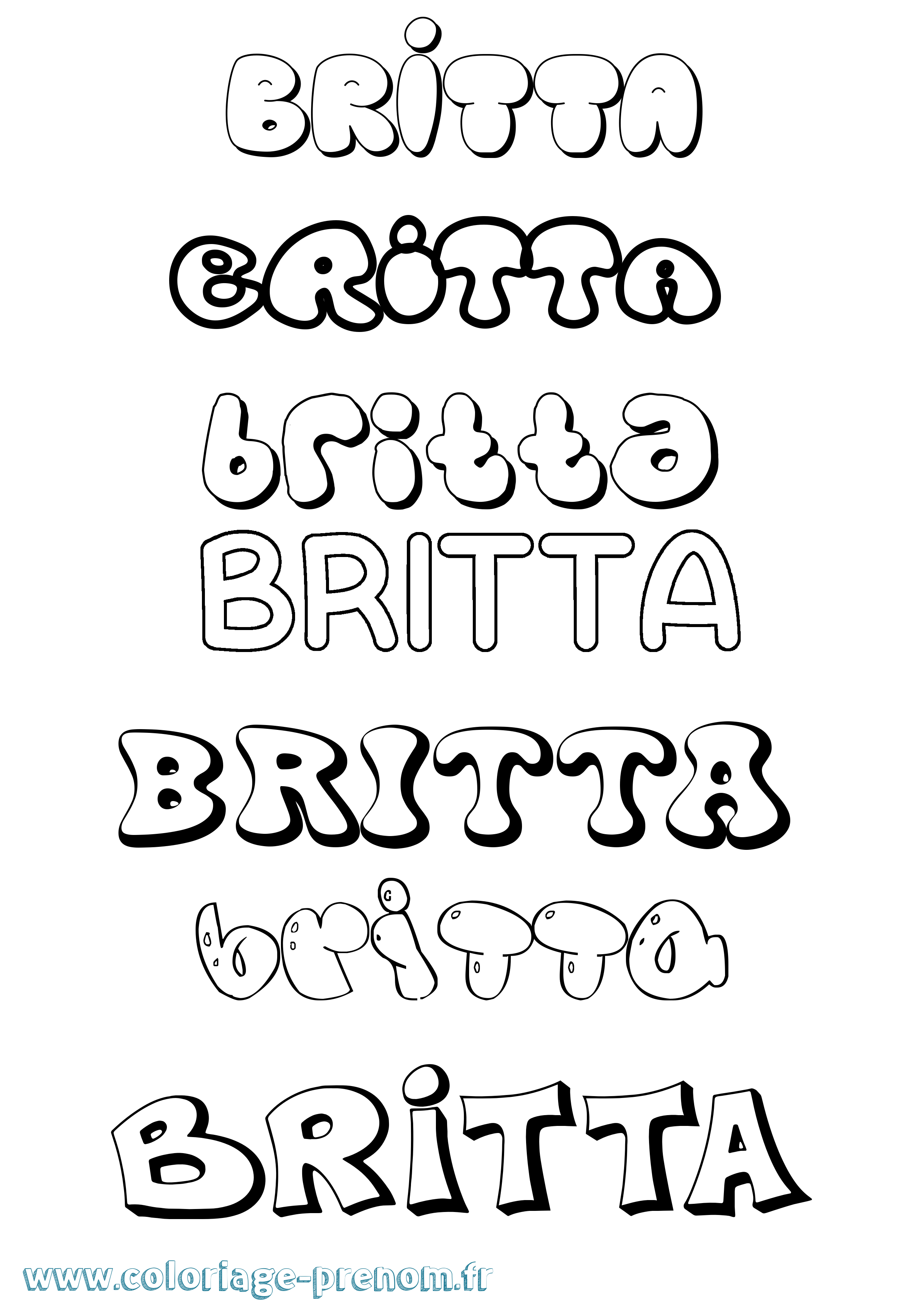 Coloriage Britta Bubble Coloriage prénom Britta Bubble