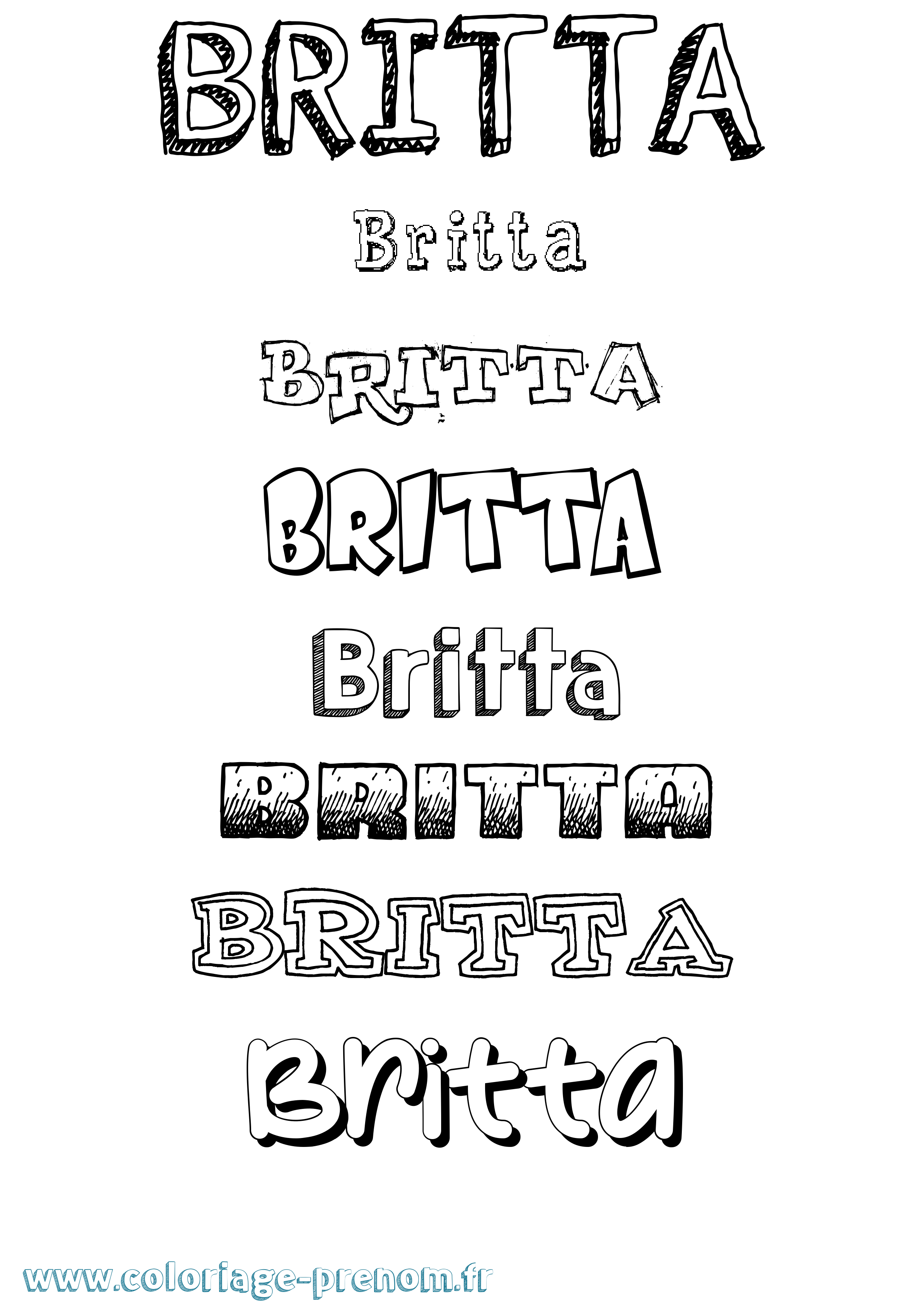 Coloriage Britta Dessiné Coloriage prénom Britta Dessiné