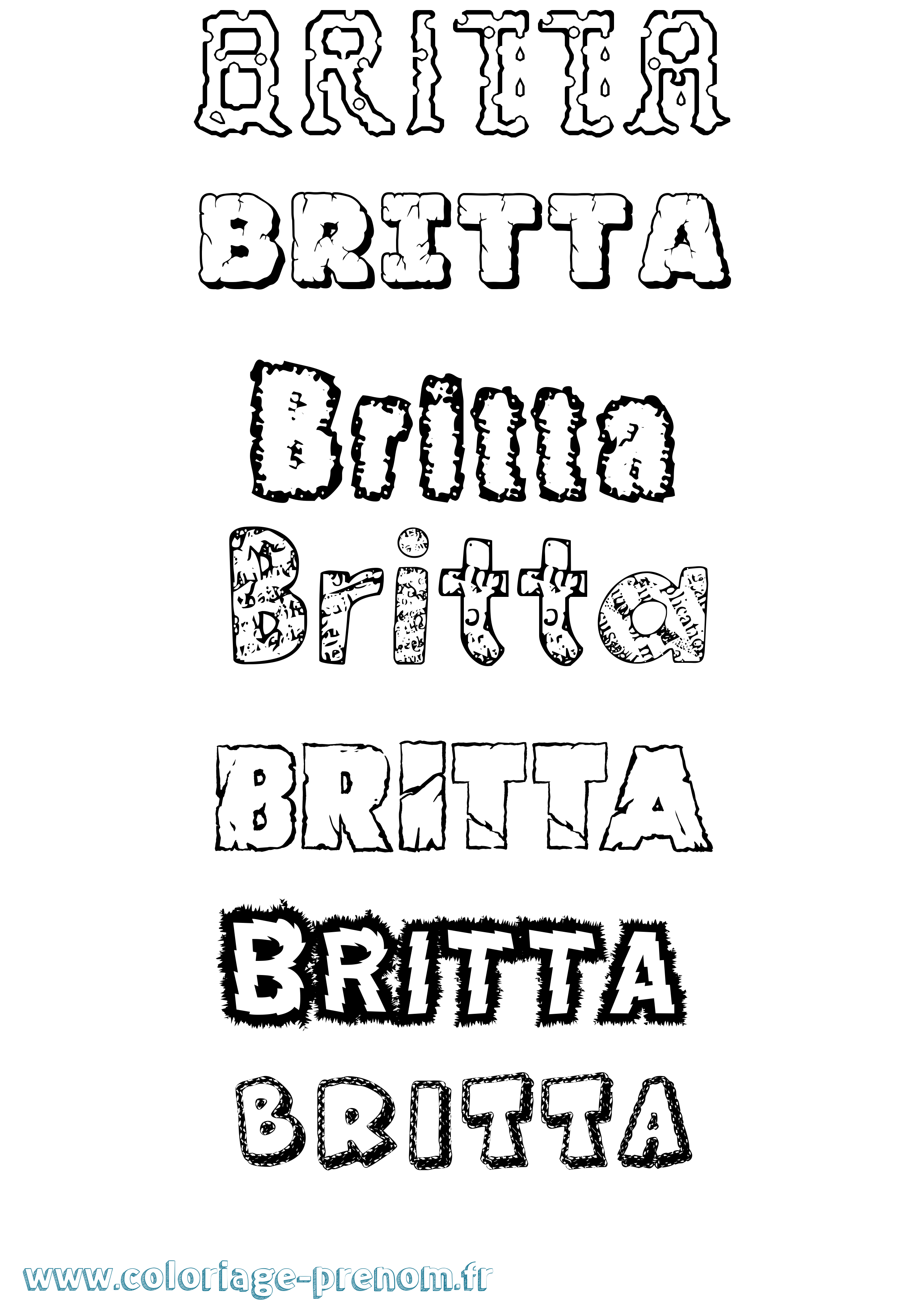 Coloriage Britta Destructuré Coloriage prénom Britta Destructuré