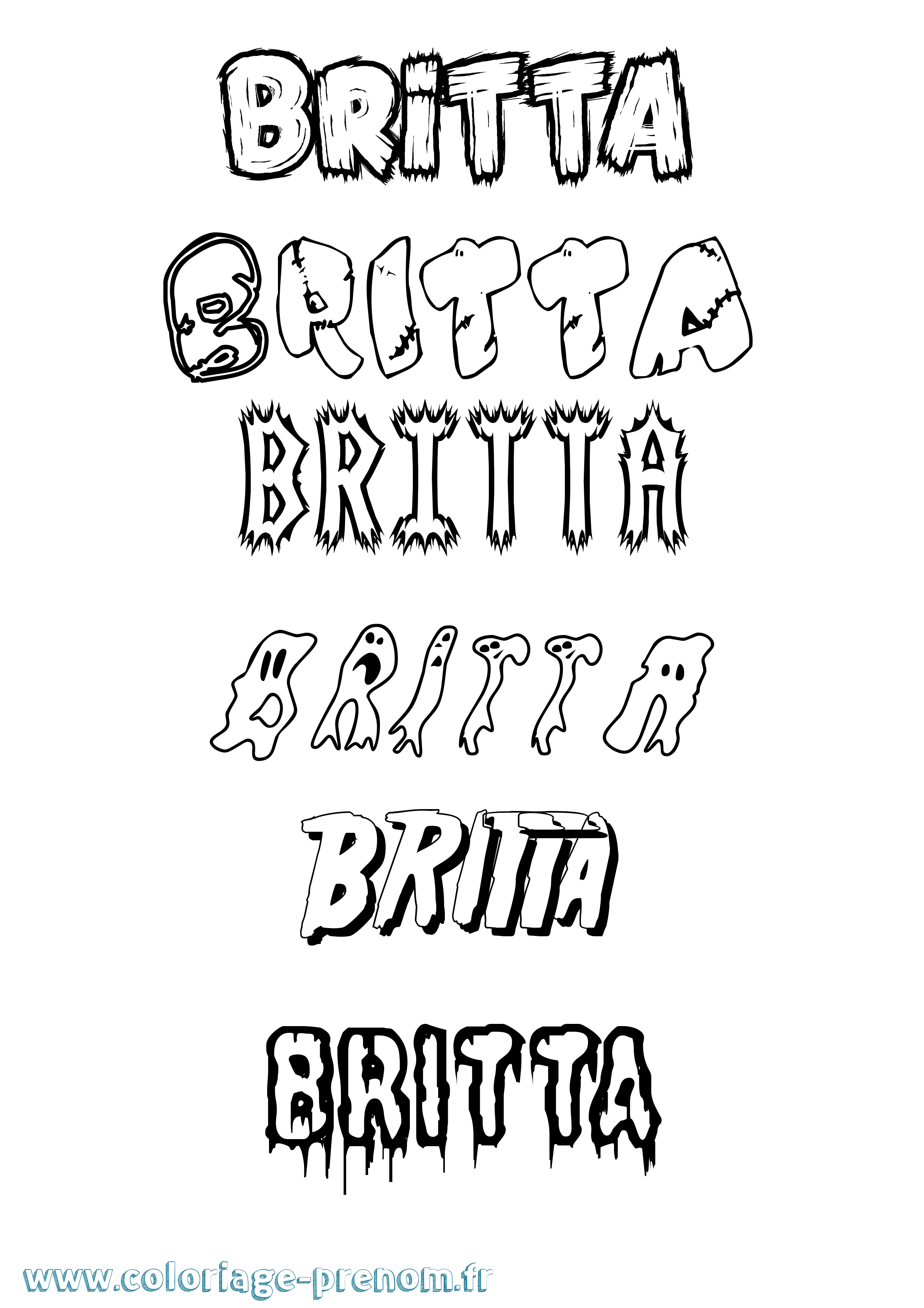 Coloriage Britta Frisson Coloriage prénom Britta Frisson