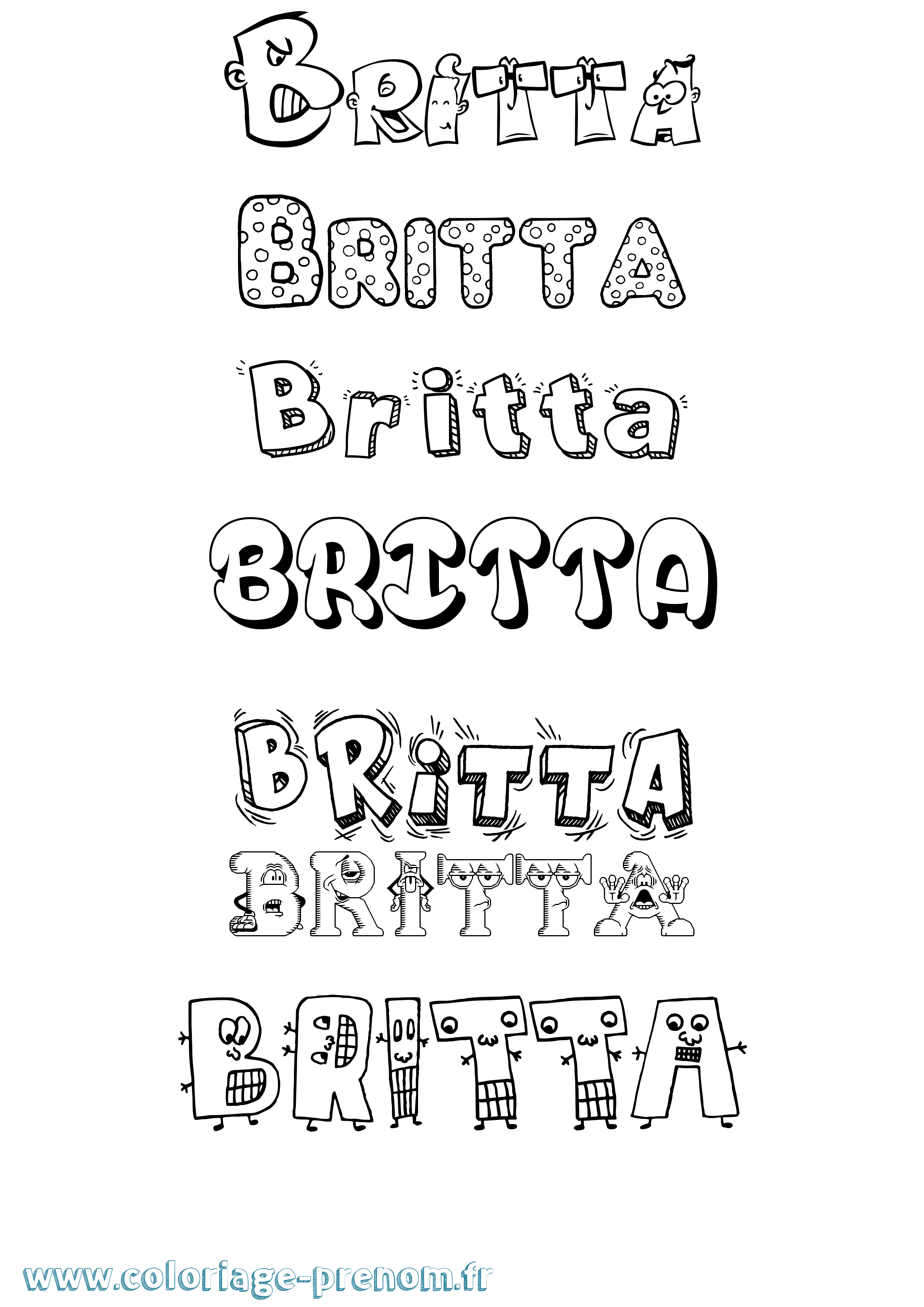 Coloriage Britta Fun Coloriage prénom Britta Fun