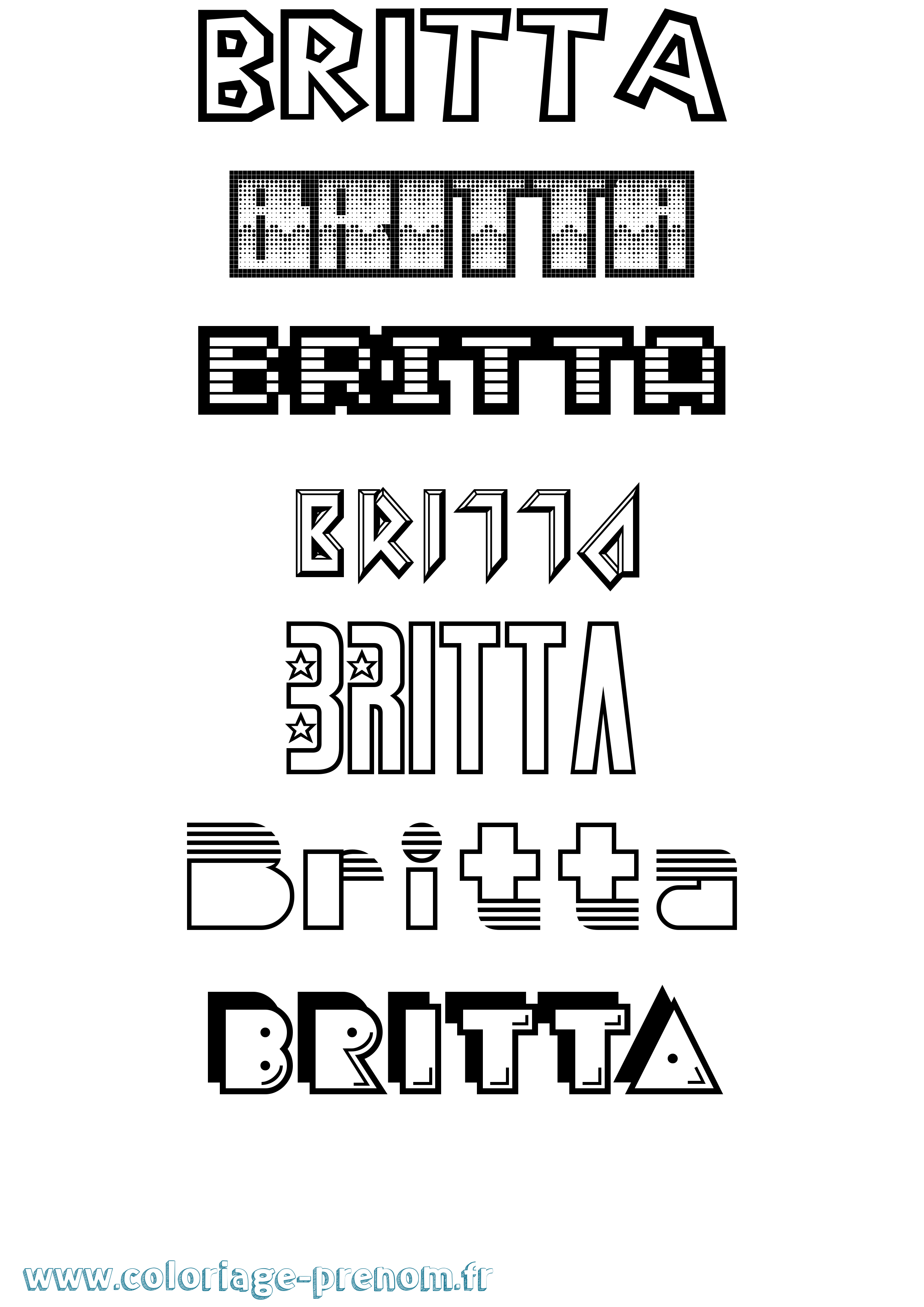Coloriage Britta Jeux Vidéos Coloriage prénom Britta Jeux Vidéos