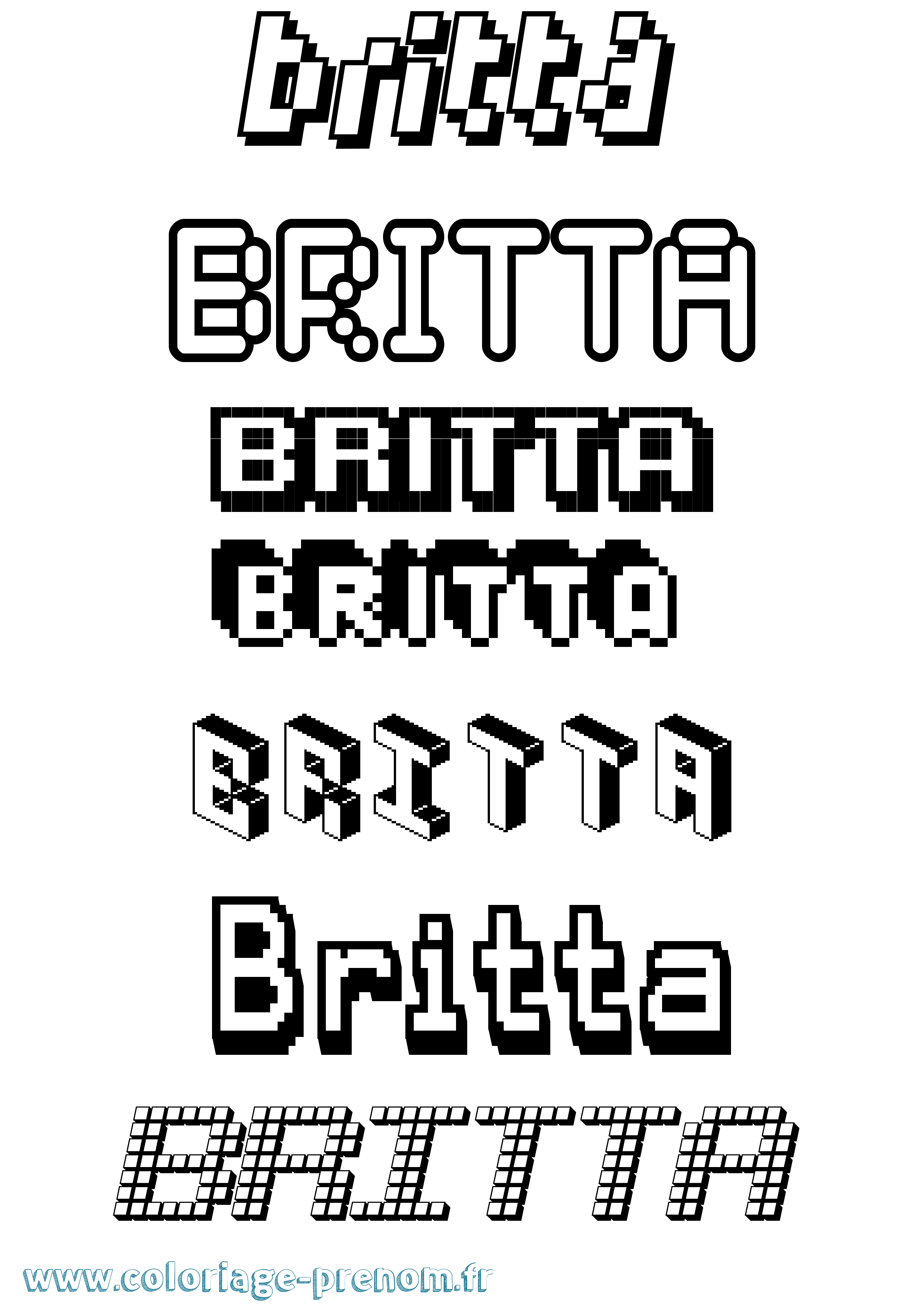 Coloriage Britta Pixel Coloriage prénom Britta Pixel