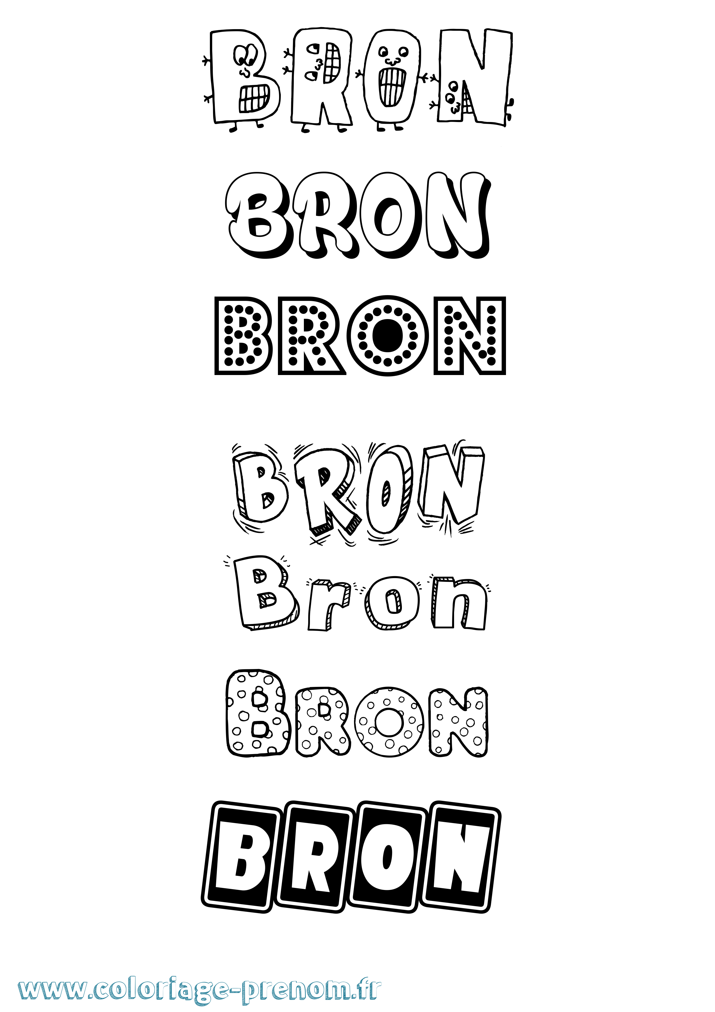 Coloriage Bron Fun Coloriage prénom Bron Fun