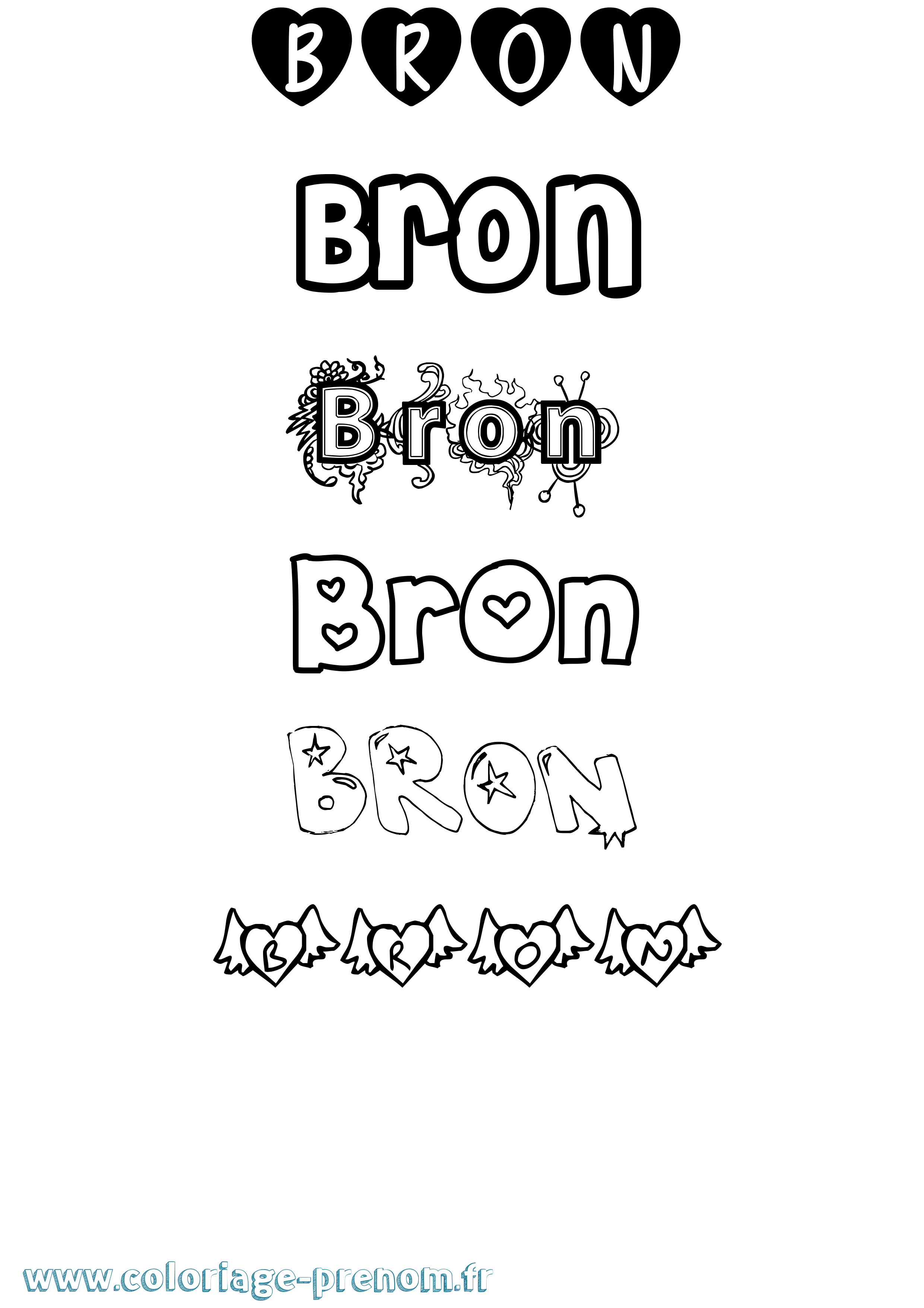 Coloriage Bron Girly Coloriage prénom Bron Girly