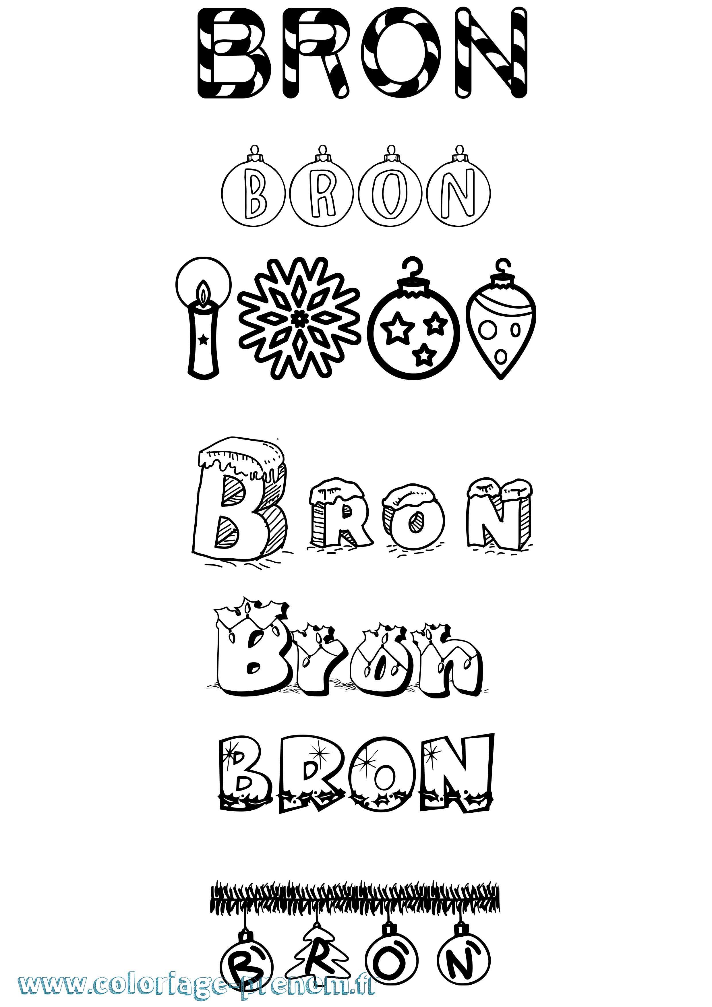 Coloriage Bron Noël Coloriage prénom Bron Noël