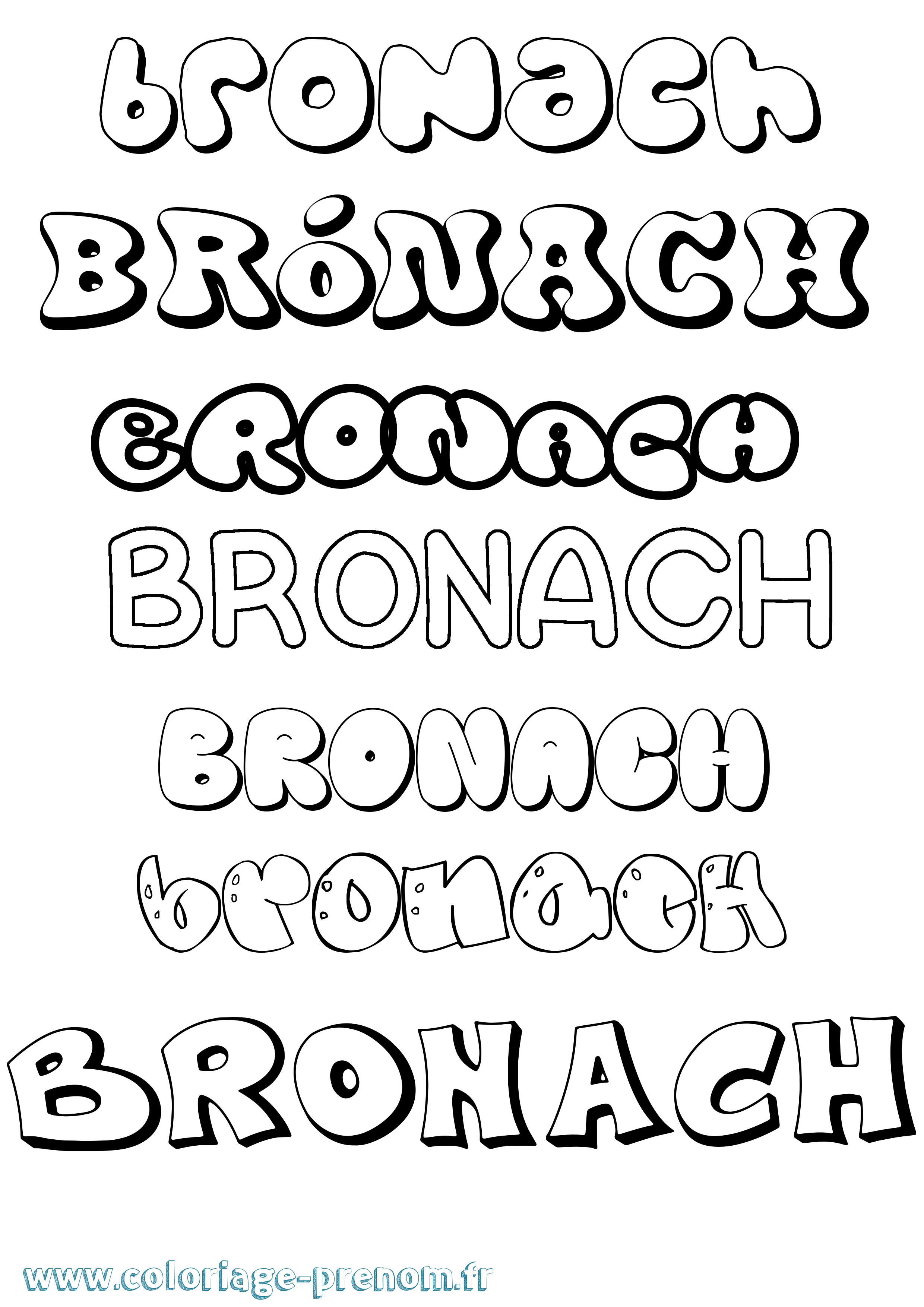Coloriage Brónach Bubble Coloriage prénom Brónach Bubble