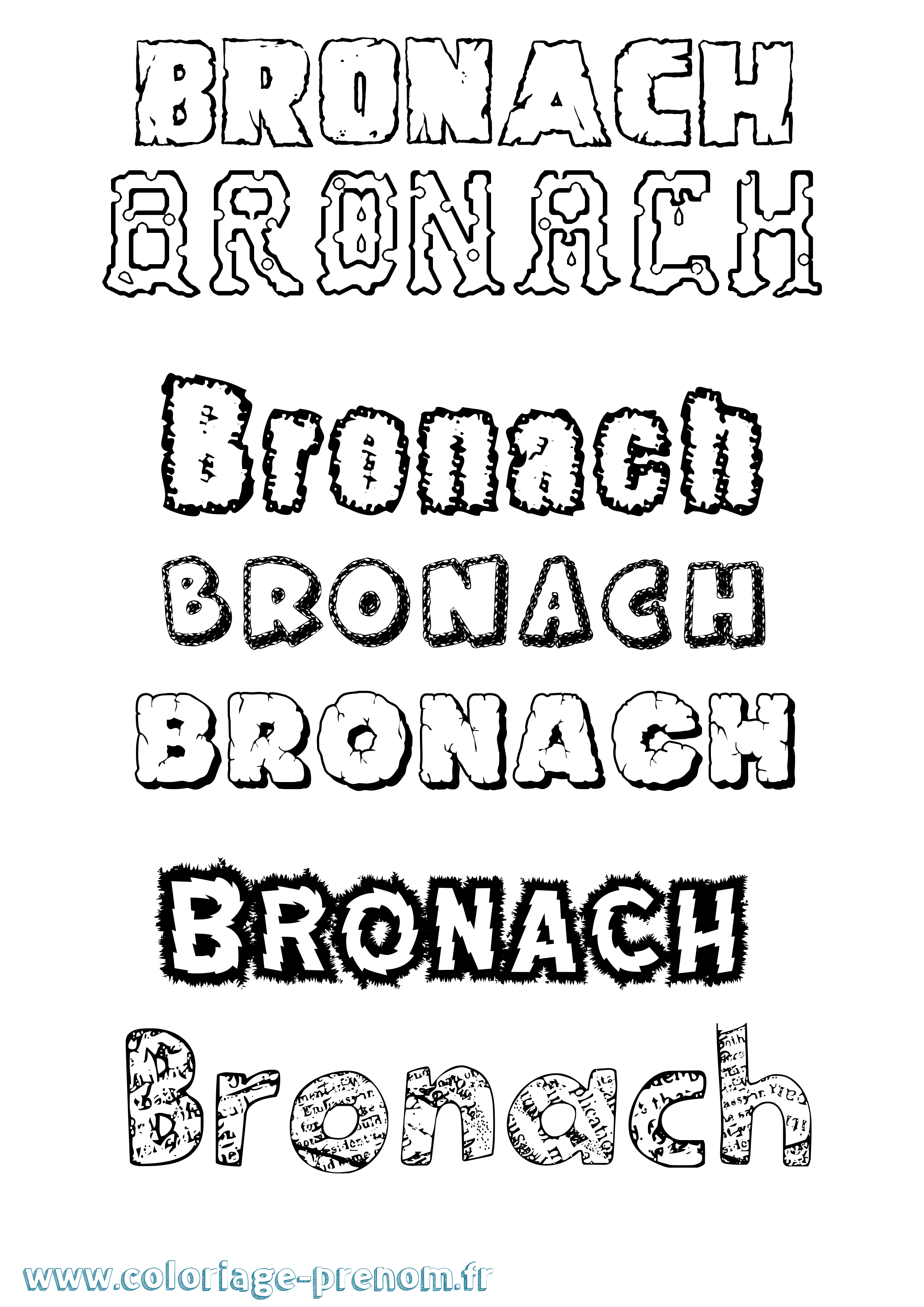 Coloriage Brónach Destructuré Coloriage prénom Brónach Destructuré