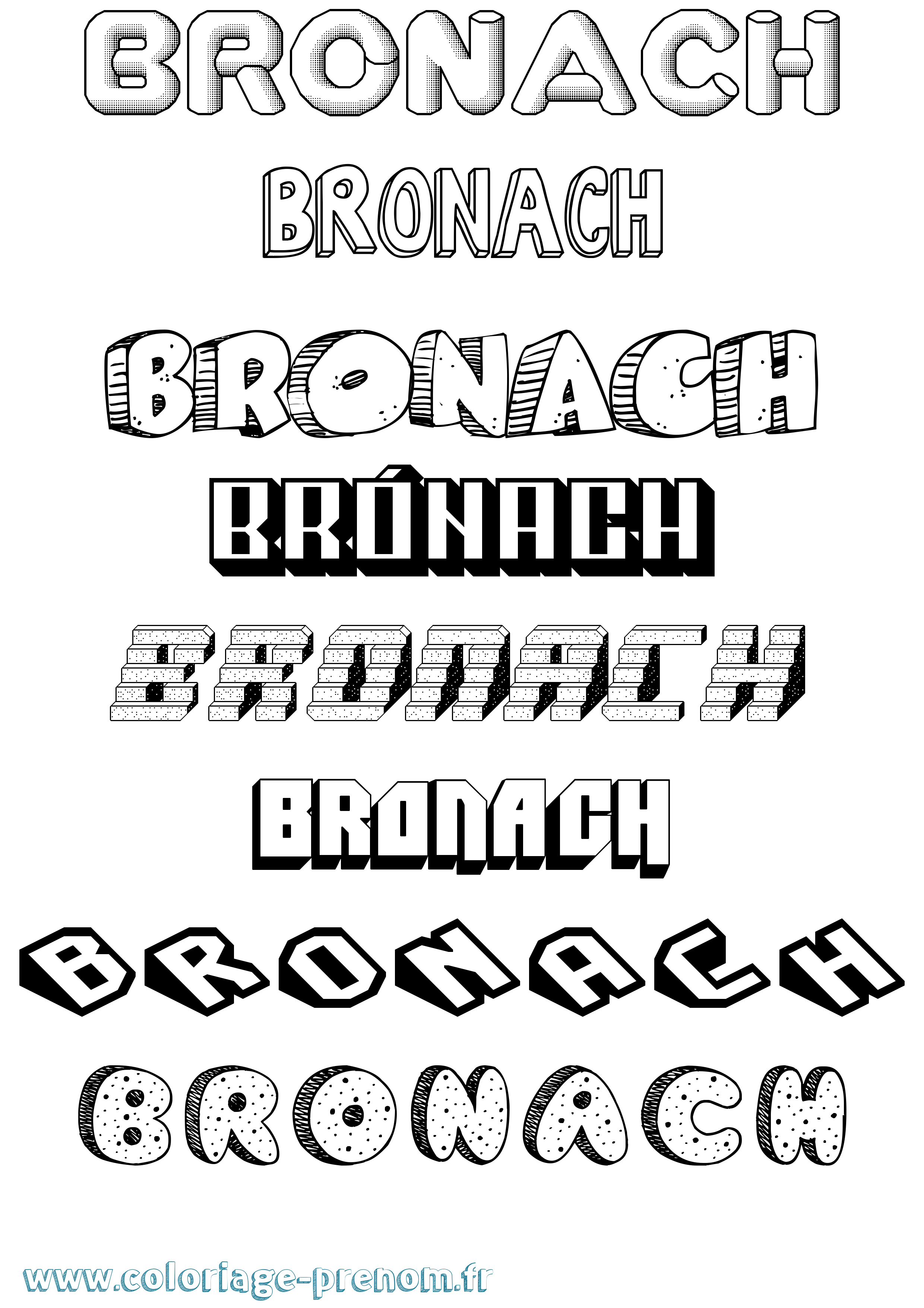 Coloriage Brónach Effet 3D Coloriage prénom Brónach Effet 3D