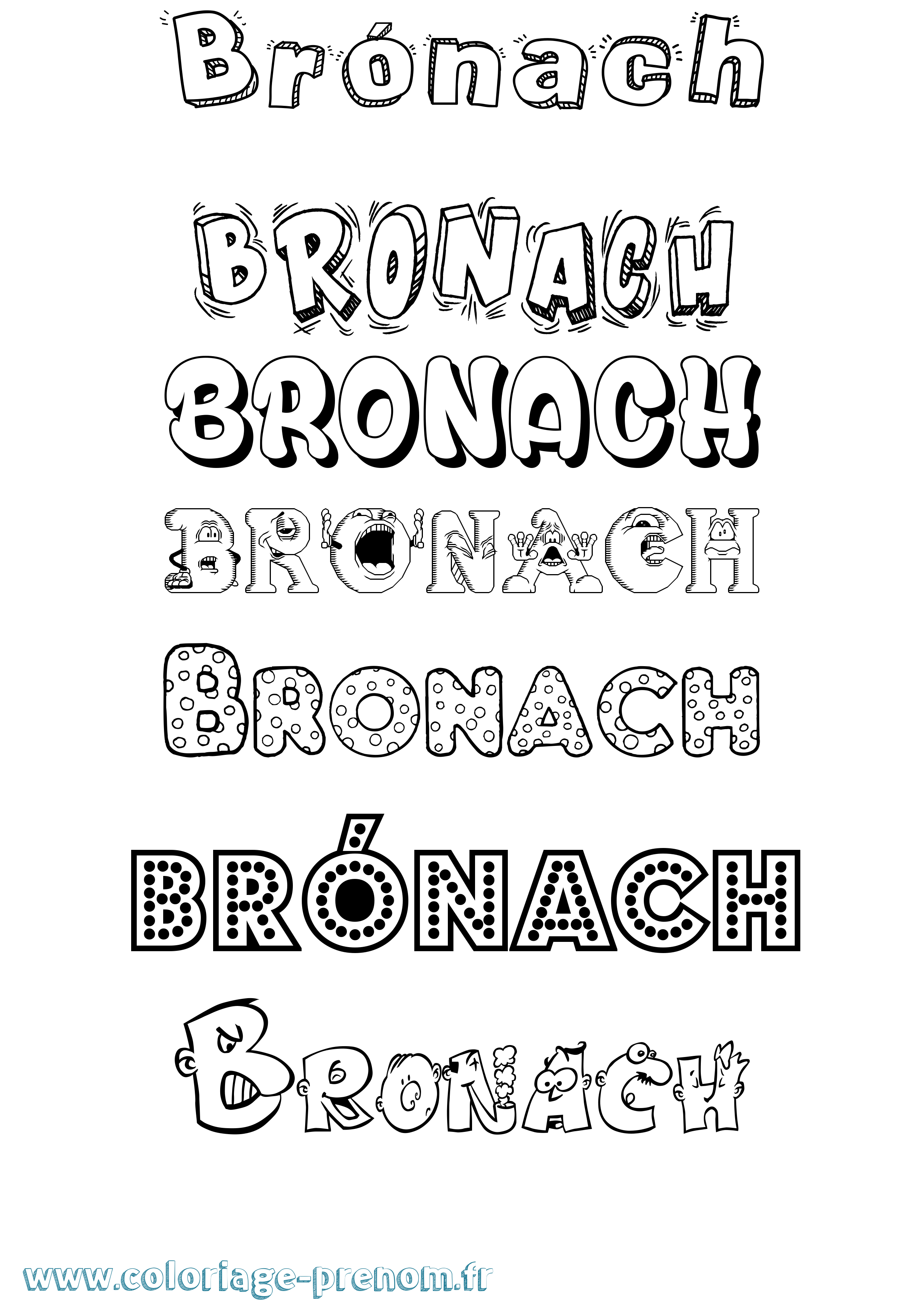 Coloriage Brónach Fun Coloriage prénom Brónach Fun