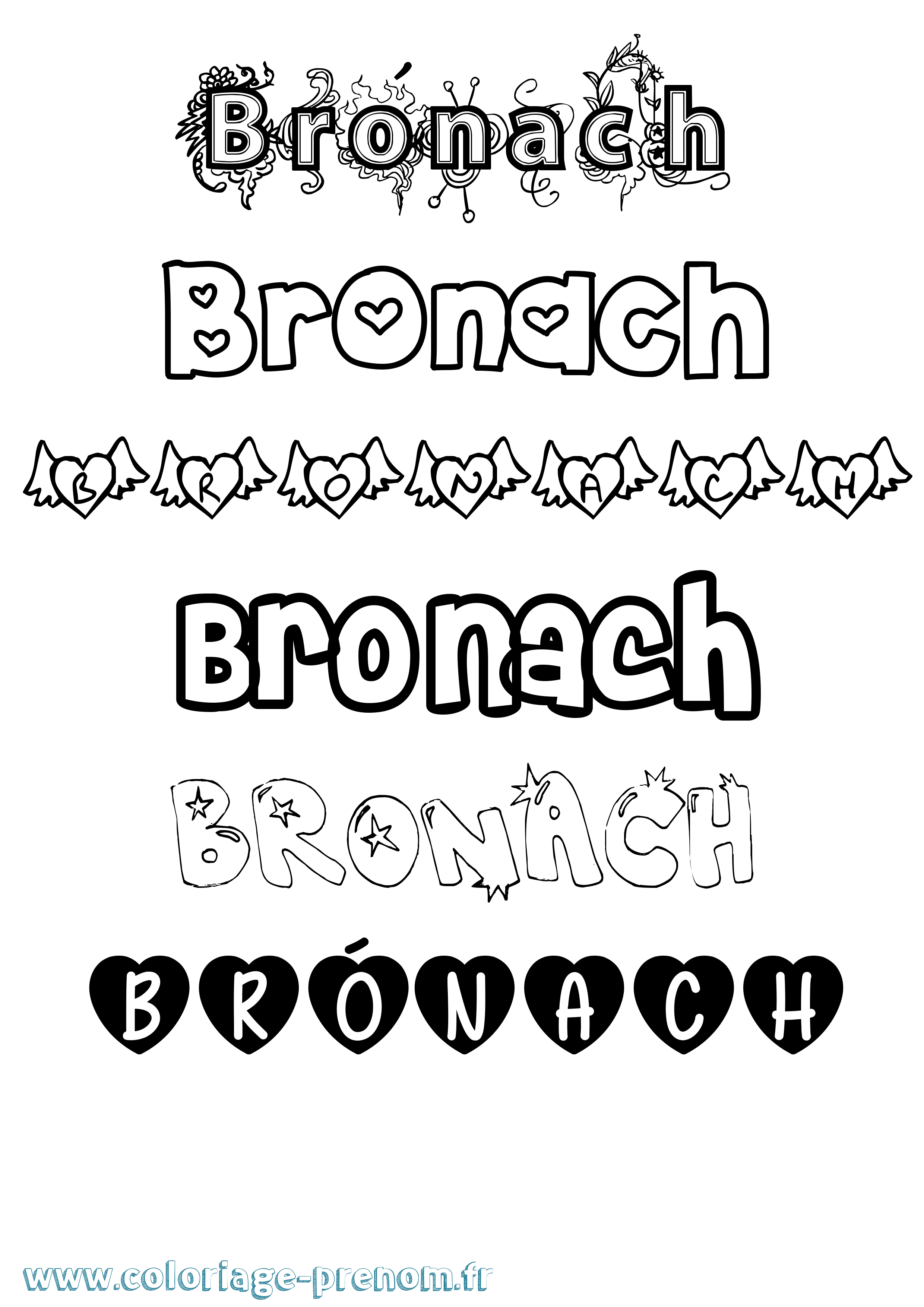Coloriage Brónach Girly Coloriage prénom Brónach Girly